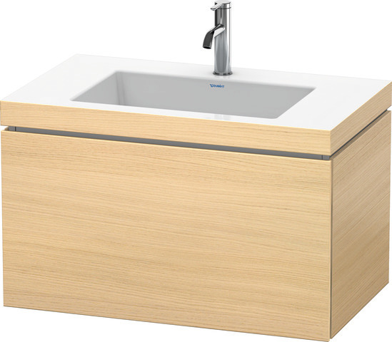 Duravit Waschtisch-Unterschrank c-bonded L-Cube 80 x 48 cm, 1 Hahnloch, mediterane eiche, 1 Auszug, wandhängend