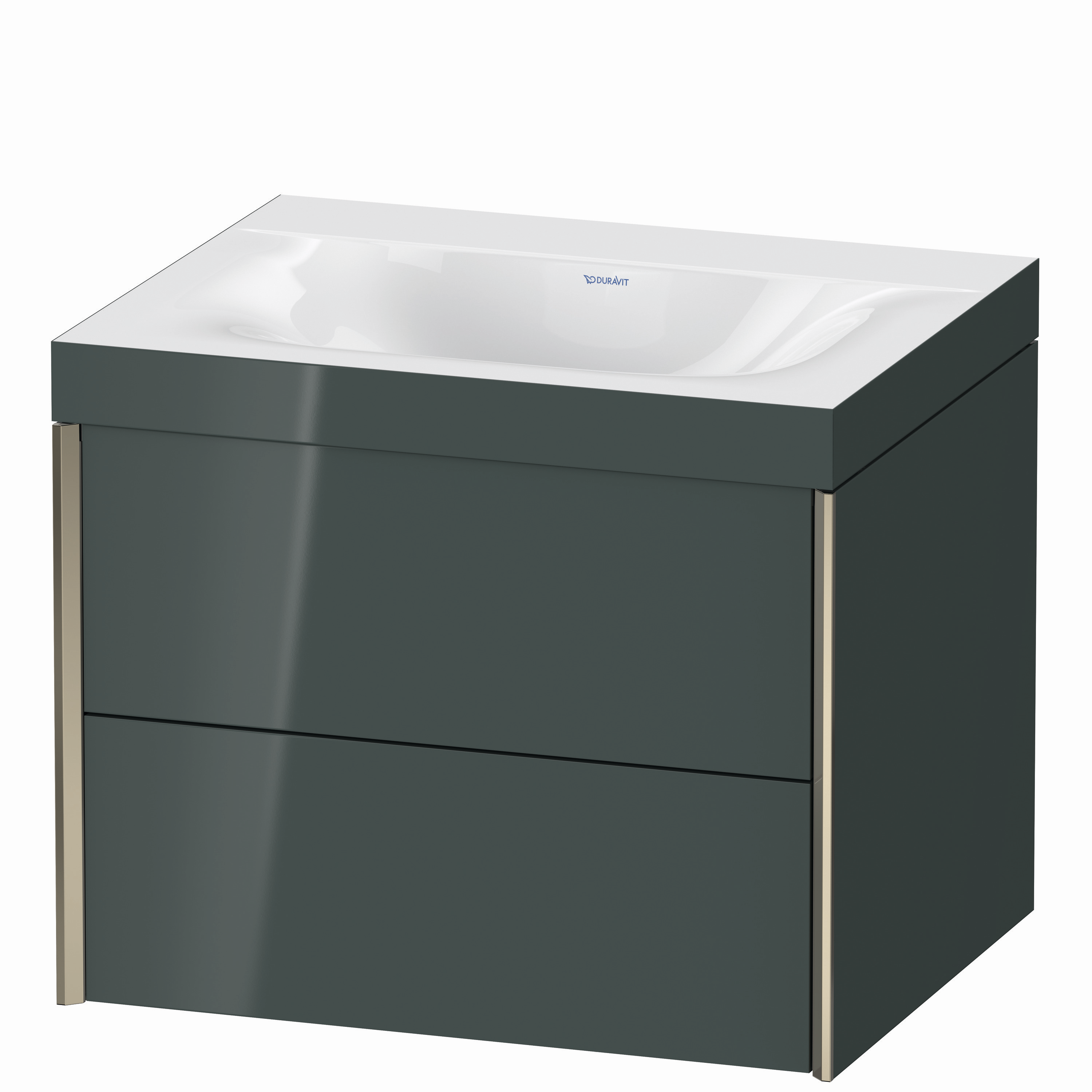 Duravit Waschtisch-Unterschrank c-bonded XViu 60x48cm, 2 Schubkästen, ohne Hahnloch, champagner matt, Rahmen C, dolomiti grey hochglanz