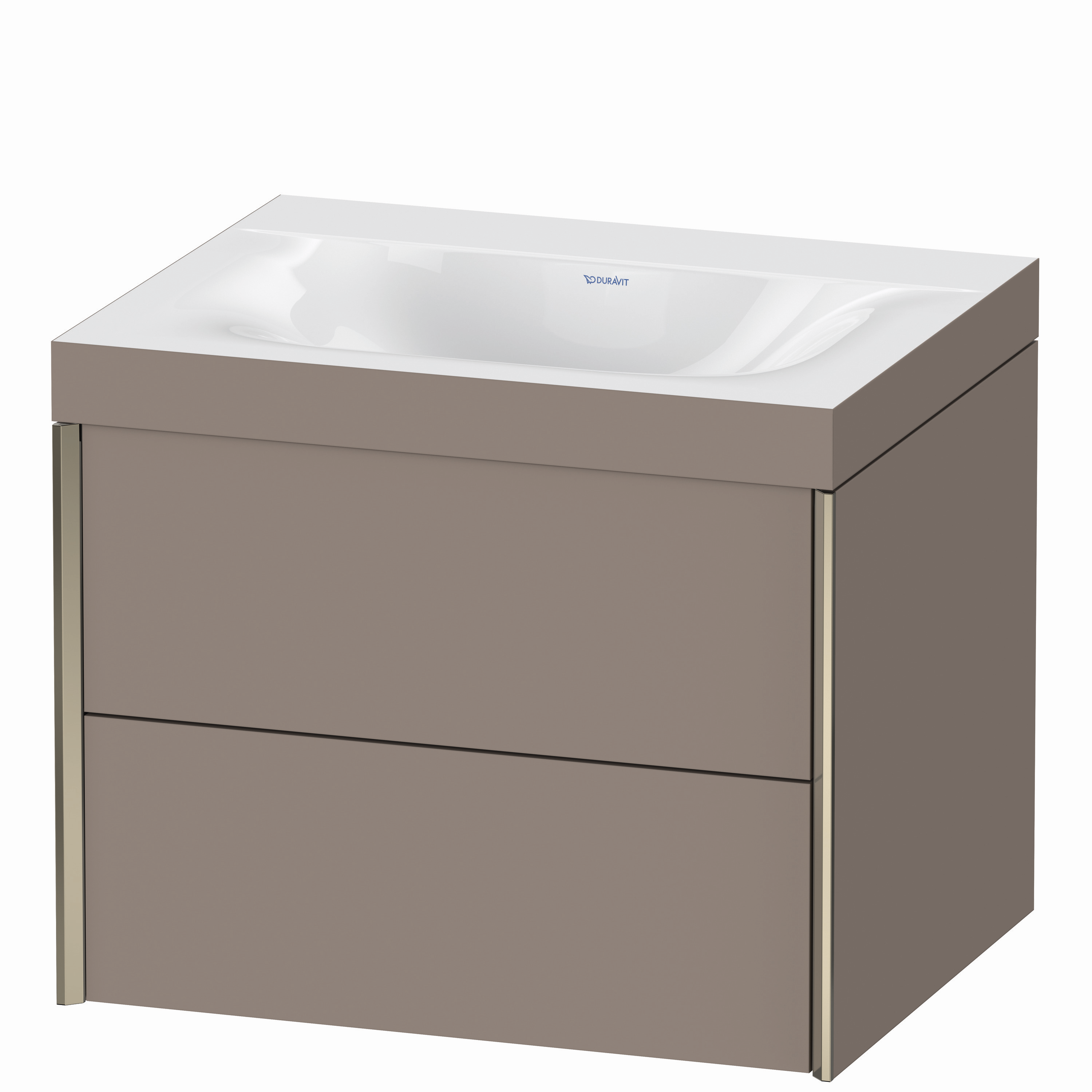 Duravit Waschtisch-Unterschrank c-bonded XViu 60x48cm, 2 Schubkästen, ohne Hahnloch, champagner matt, Rahmen C, basalt matt