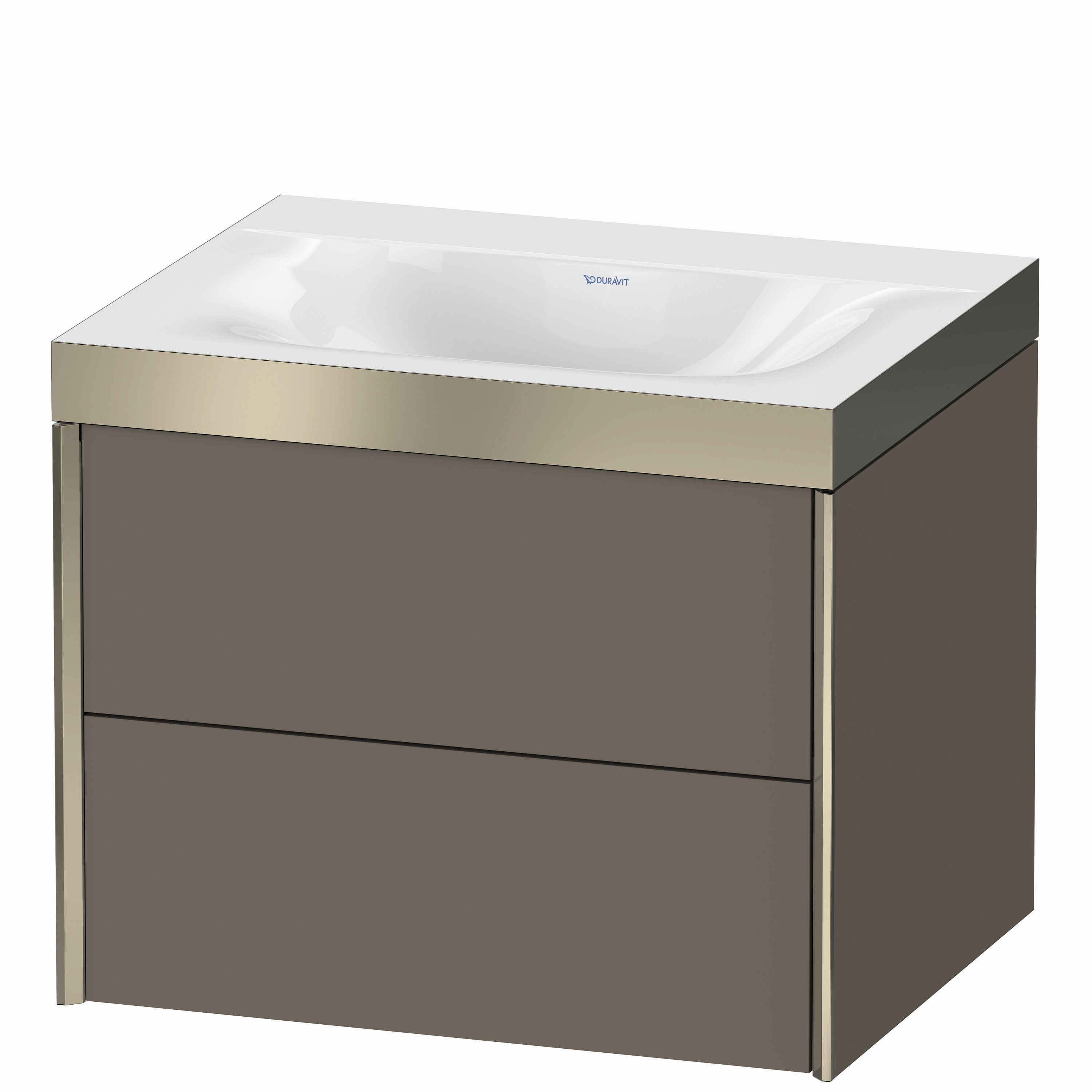 Duravit Waschtisch-Unterschrank c-bonded XViu 60x48cm, 2 Schubkästen, ohne Hahnloch, champagner matt, Rahmen P, flannel grey seidenmatt
