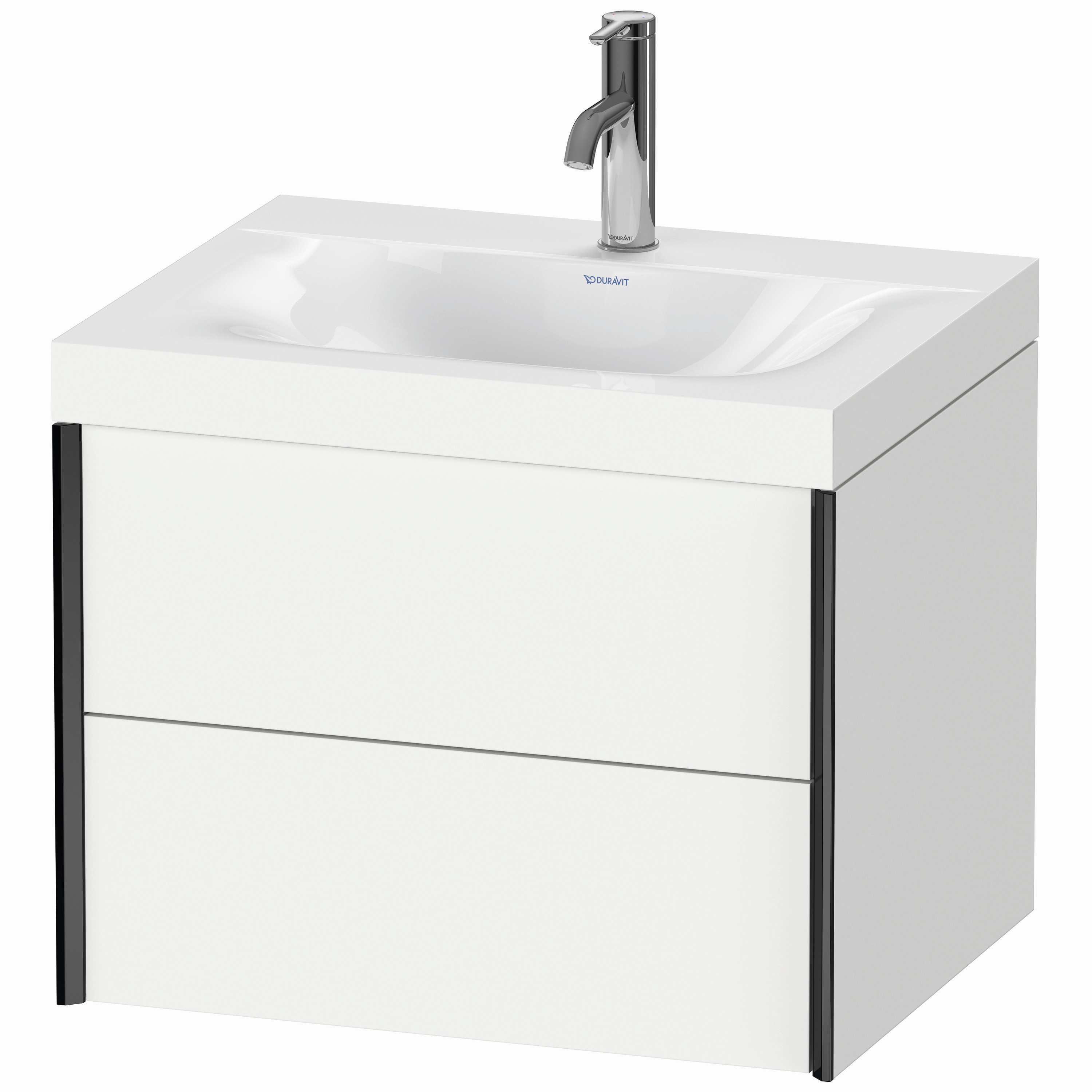 Duravit Waschtisch-Unterschrank c-bonded XViu 60x48cm, 2 Schubkästen, 1 Hahnloch, schwarz matt, Rahmen C, weiß matt