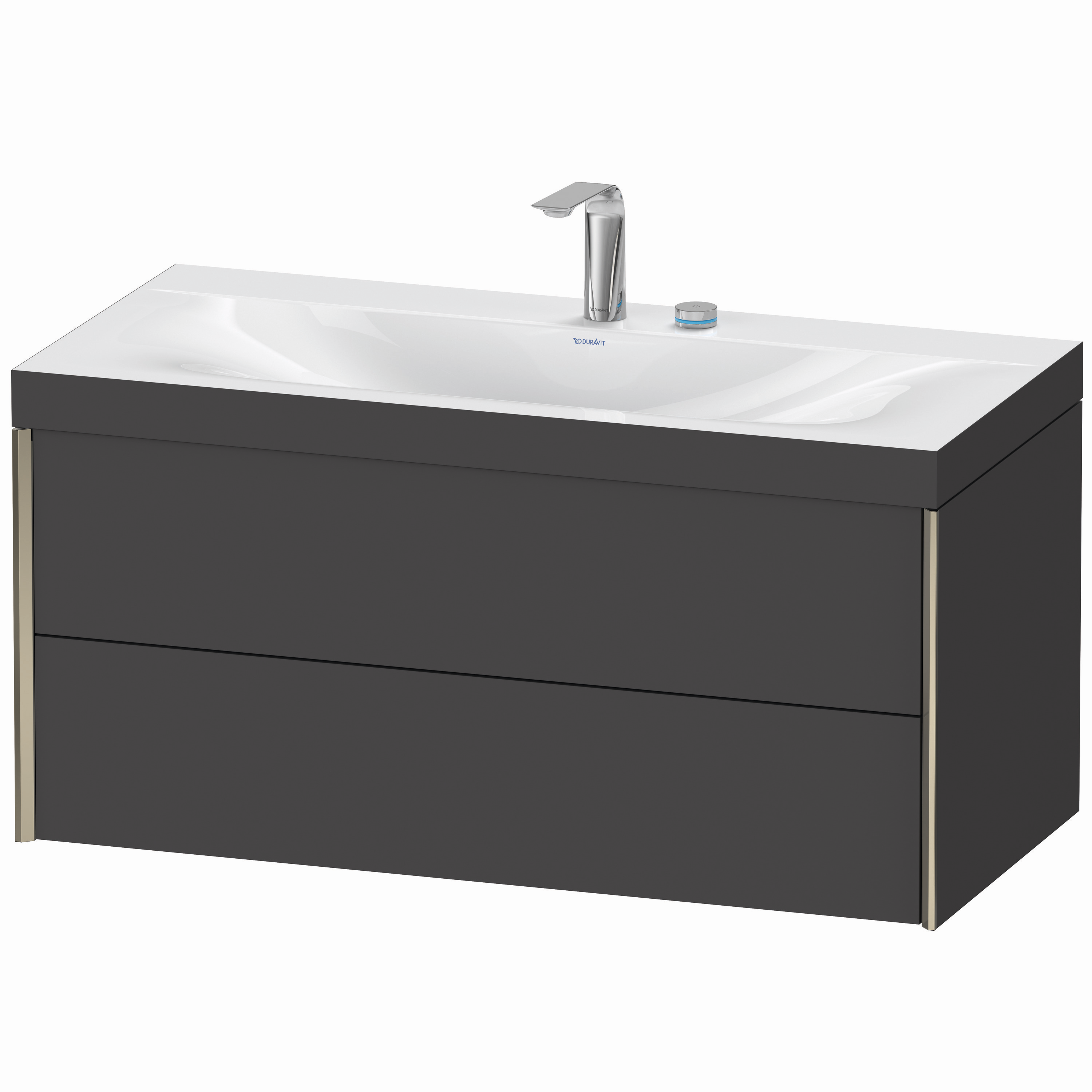 Duravit Waschtisch-Unterschrank c-bonded XViu 100x48cm, 2 Schubkästen, 2 Hahnlöcher, champagner matt, Rahmen C, graphit matt