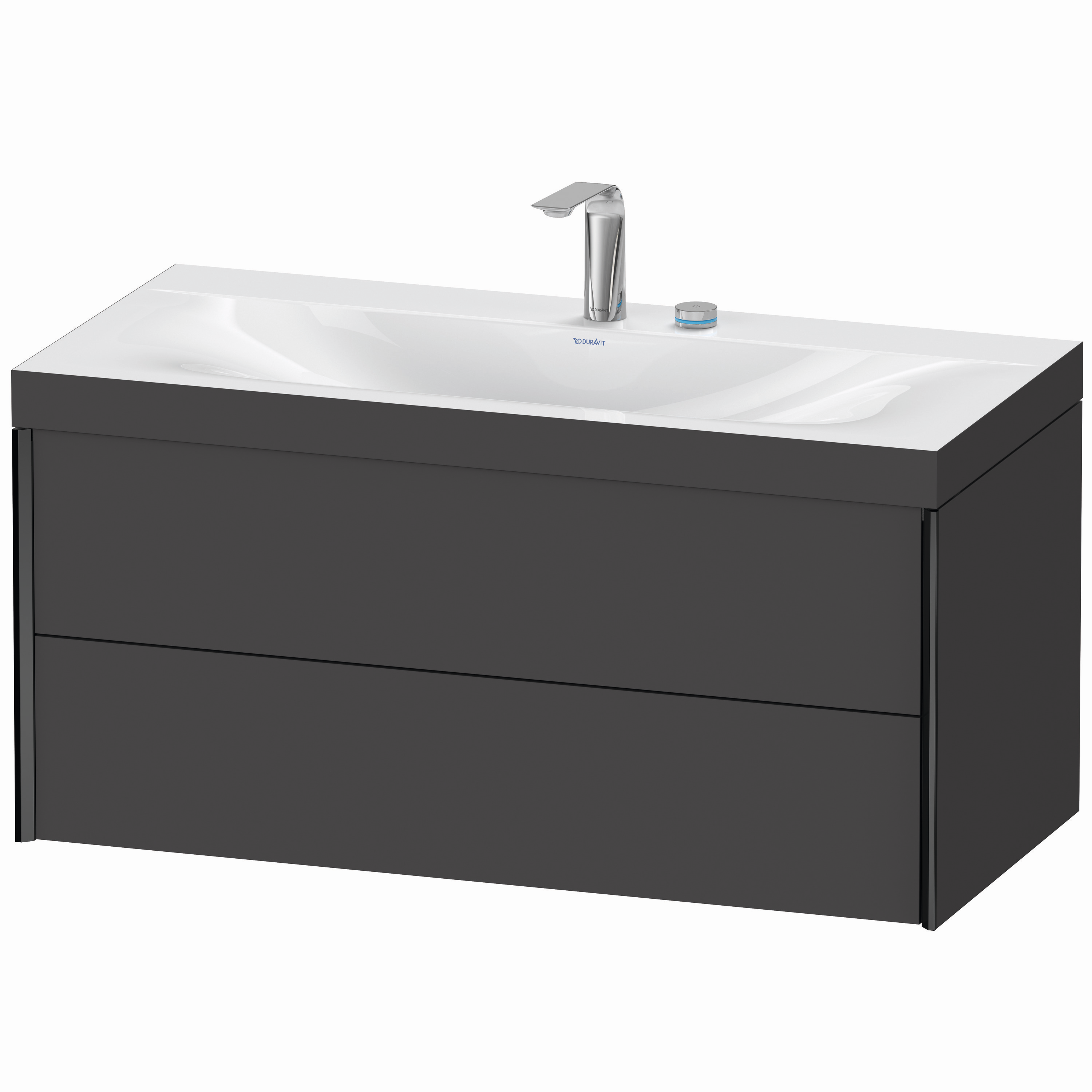 Duravit Waschtisch-Unterschrank c-bonded XViu 100x48cm, 2 Schubkästen, 2 Hahnlöcher, schwarz matt, Rahmen C, graphit matt