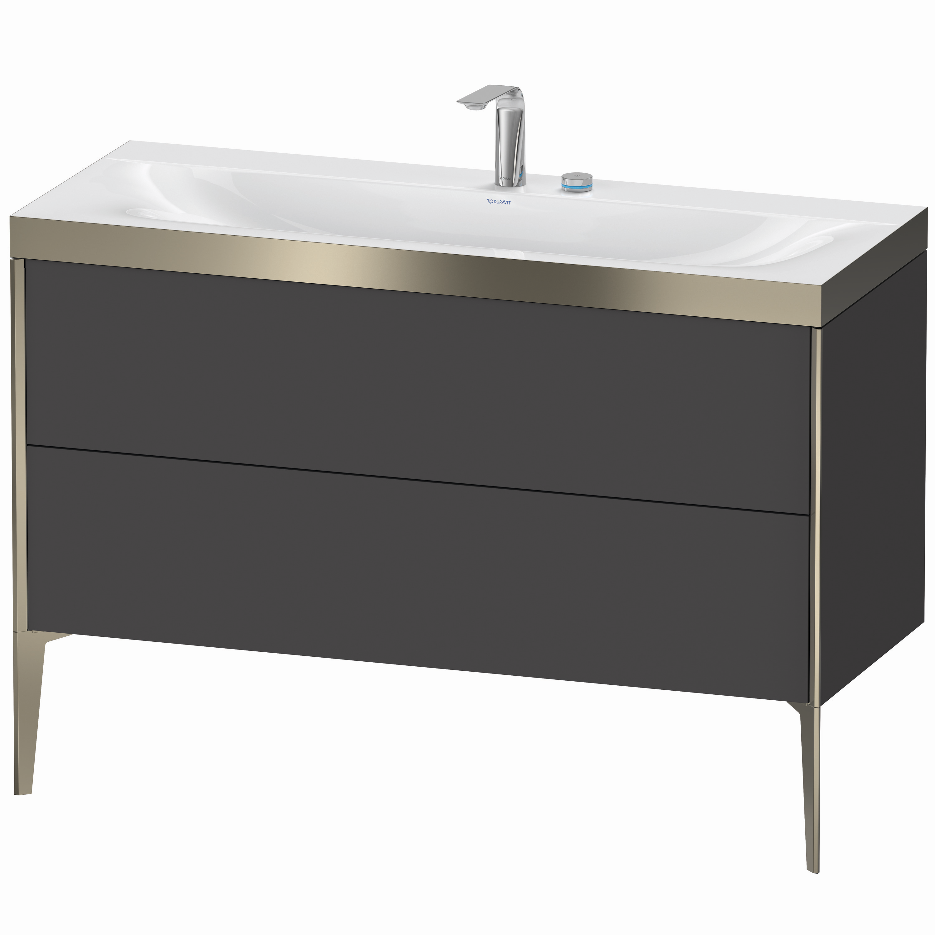 Duravit Waschtisch-Unterschrank c-bonded XViu 120x48cm, 2 Auszüge, 2 Hahnlöcher, champagner matt, Rahmen P, graphit matt