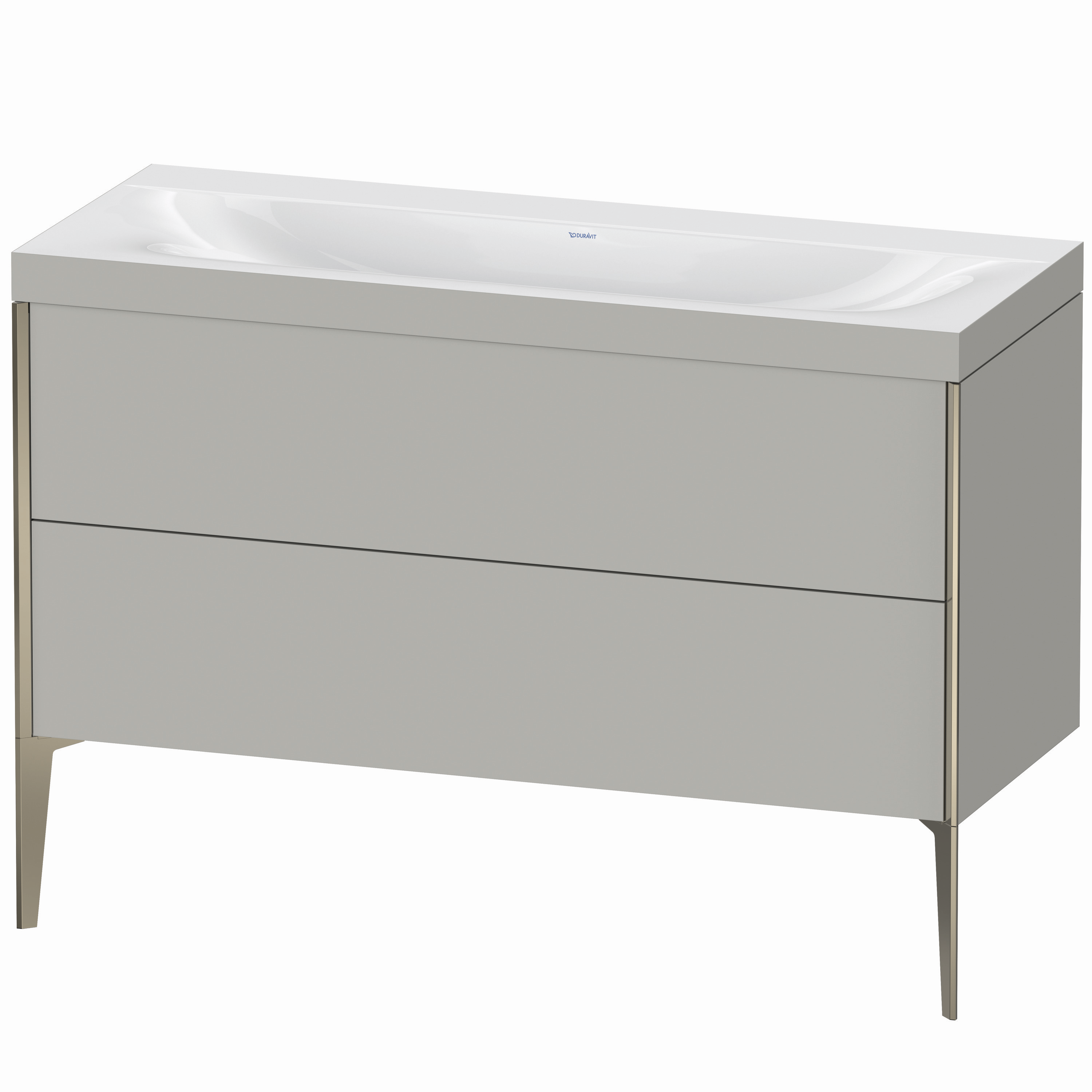 Duravit Waschtisch-Unterschrank c-bonded XViu 120x48cm, 2 Auszüge, ohne Hahnloch, champagner matt, Rahmen C, betongrau matt