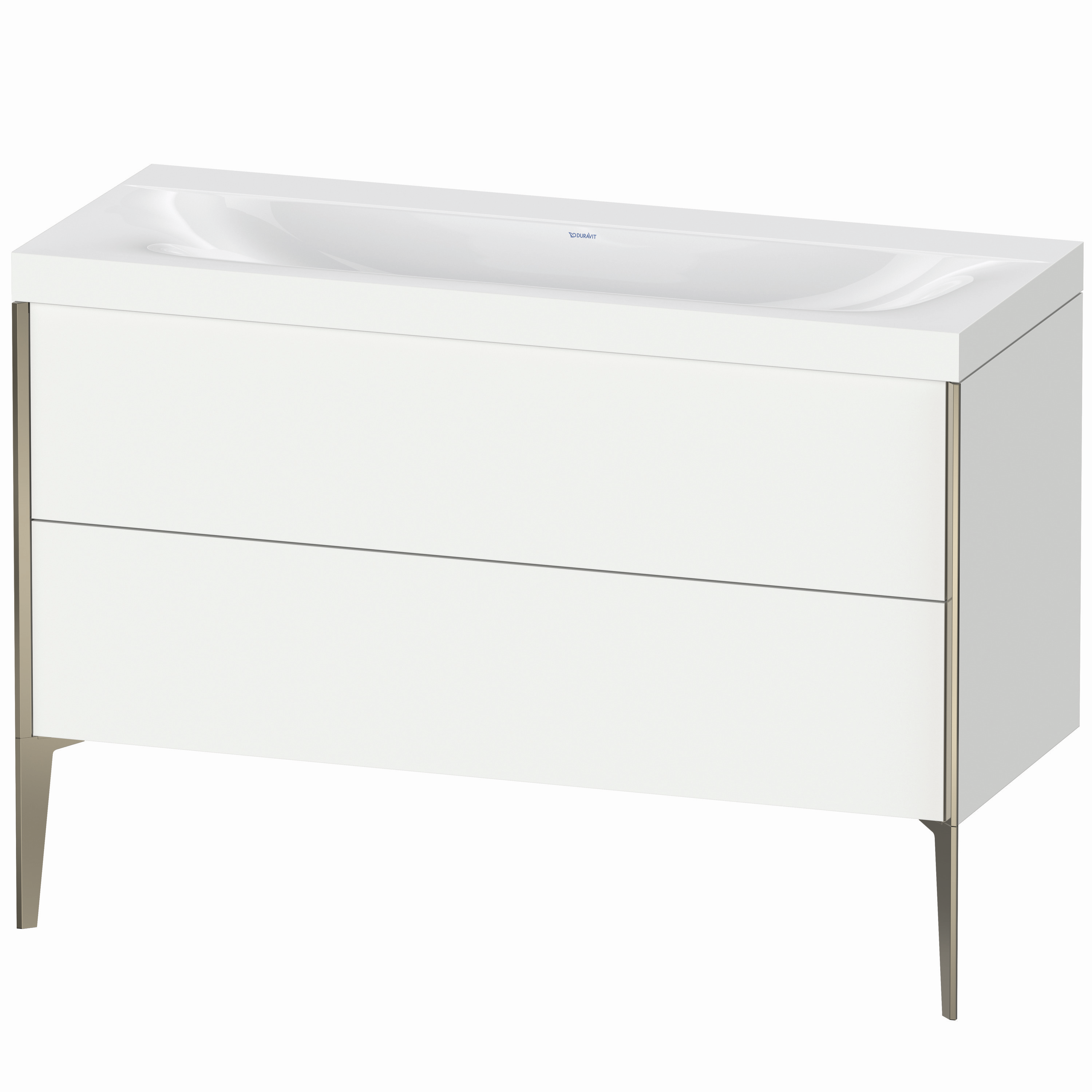 Duravit Waschtisch-Unterschrank c-bonded XViu 120x48cm, 2 Auszüge, ohne Hahnloch, champagner matt, Rahmen C, weiß matt