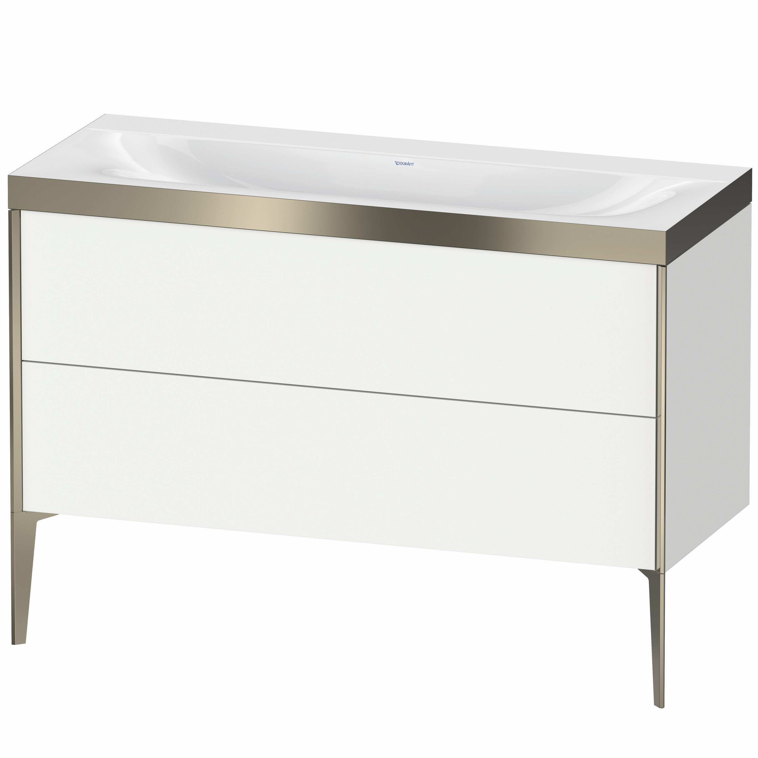 Duravit Waschtisch-Unterschrank c-bonded XViu 120x48cm, 2 Auszüge, ohne Hahnloch, champagner matt, Rahmen P, weiß matt