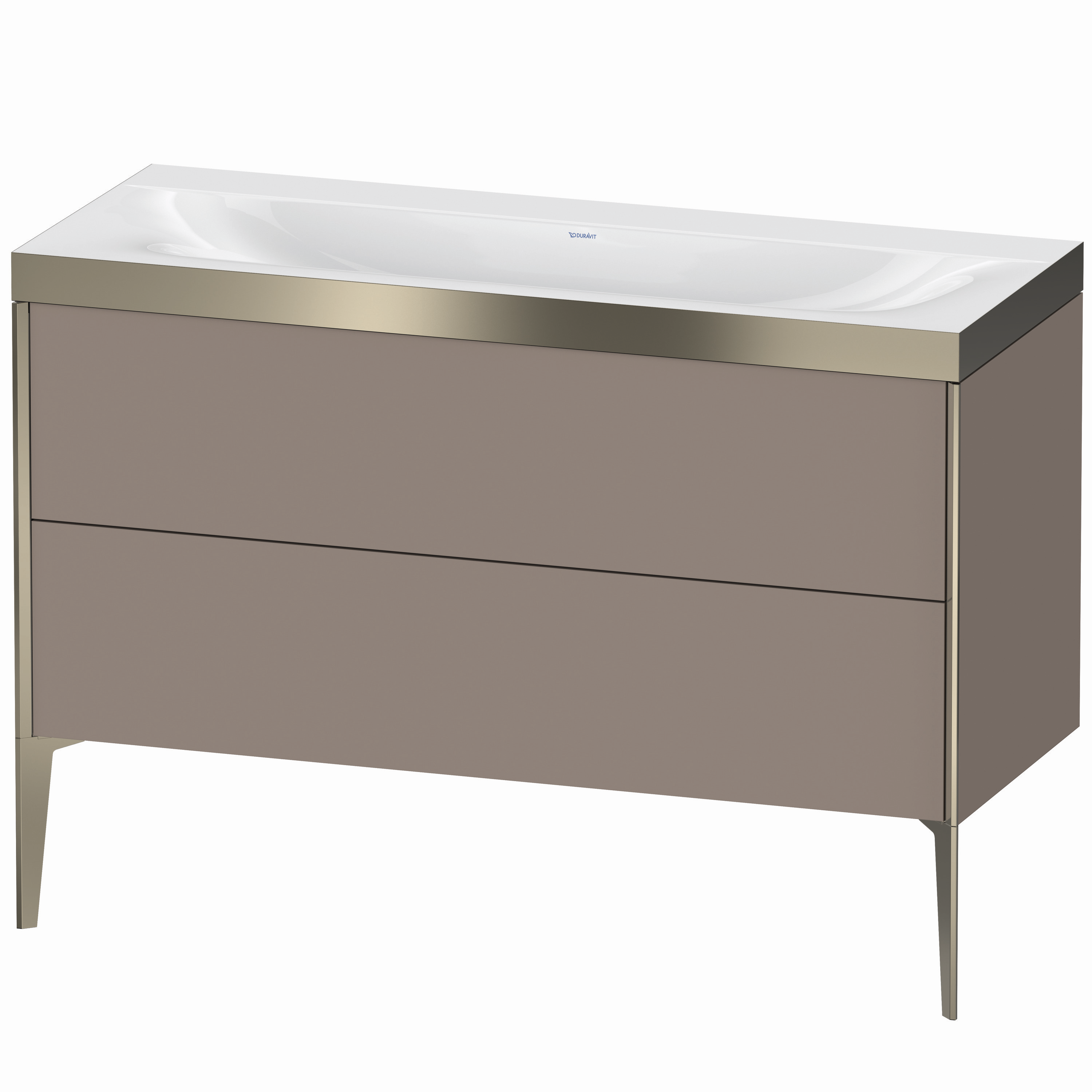 Duravit Waschtisch-Unterschrank c-bonded XViu 120x48cm, 2 Auszüge, ohne Hahnloch, champagner matt, Rahmen P, basalt matt