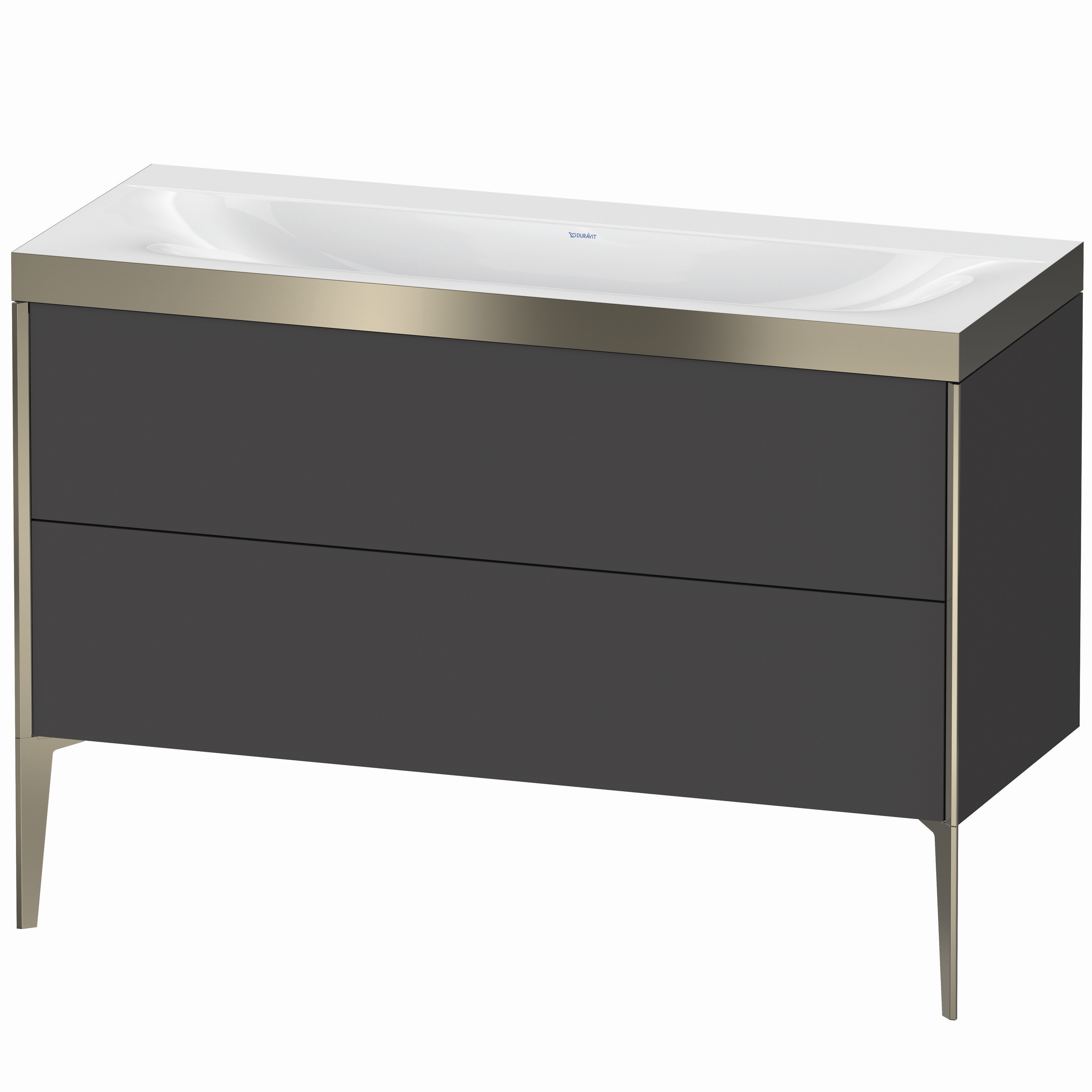 Duravit Waschtisch-Unterschrank c-bonded XViu 120x48cm, 2 Auszüge, ohne Hahnloch, champagner matt, Rahmen P, graphit matt