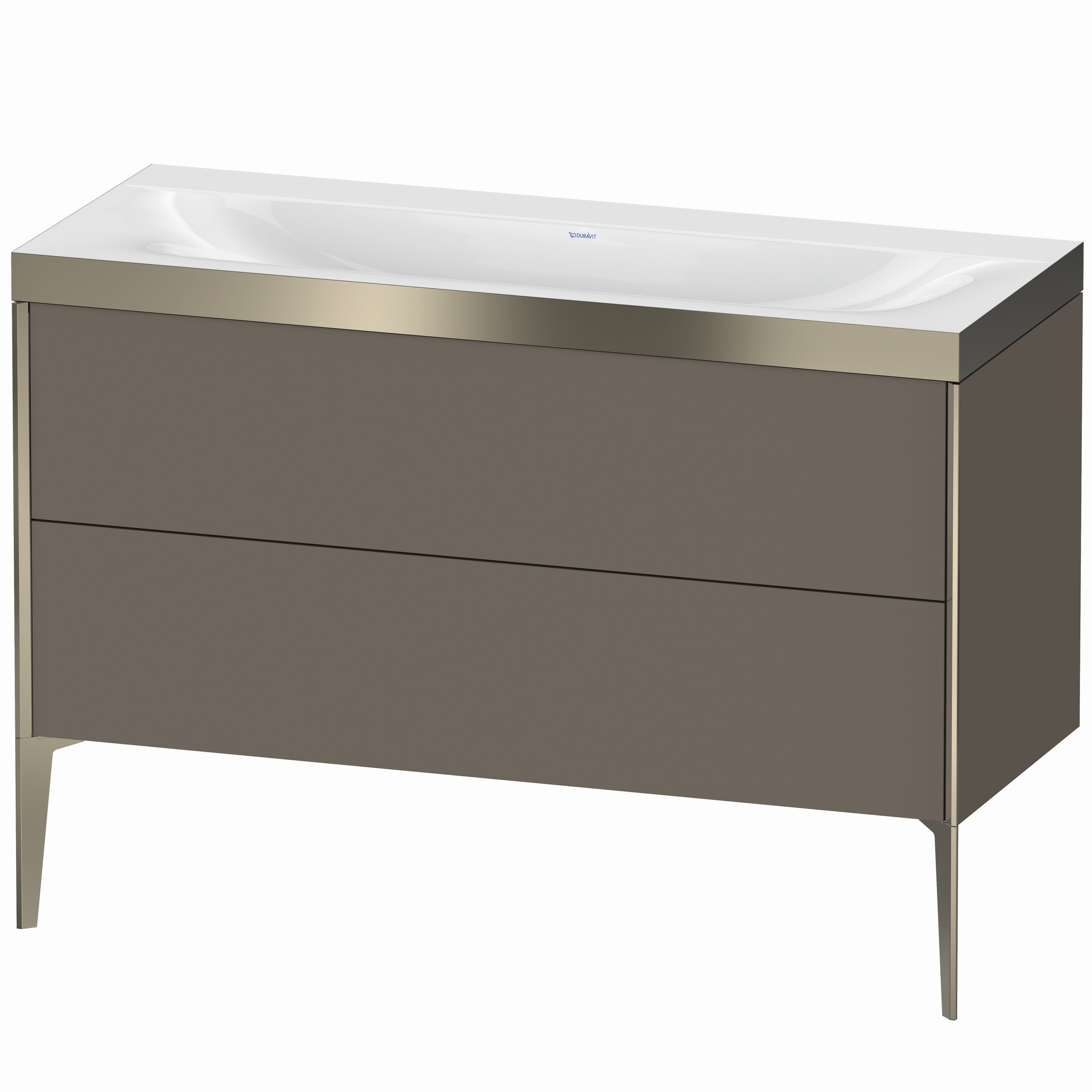 Duravit Waschtisch-Unterschrank c-bonded XViu 120x48cm, 2 Auszüge, ohne Hahnloch, champagner matt, Rahmen P, flannel grey seidenmatt