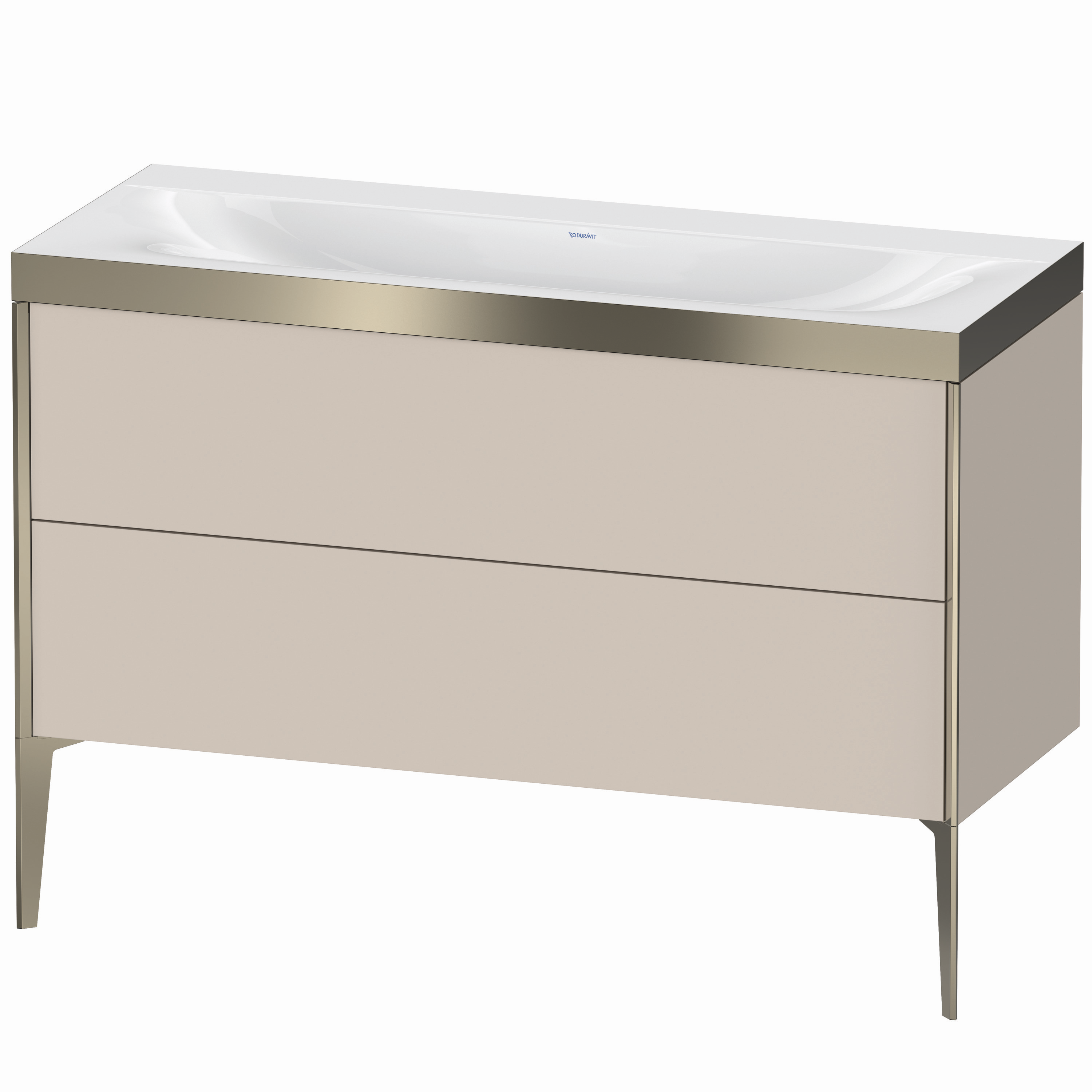 Duravit Waschtisch-Unterschrank c-bonded XViu 120x48cm, 2 Auszüge, ohne Hahnloch, champagner matt, Rahmen P, taupe matt