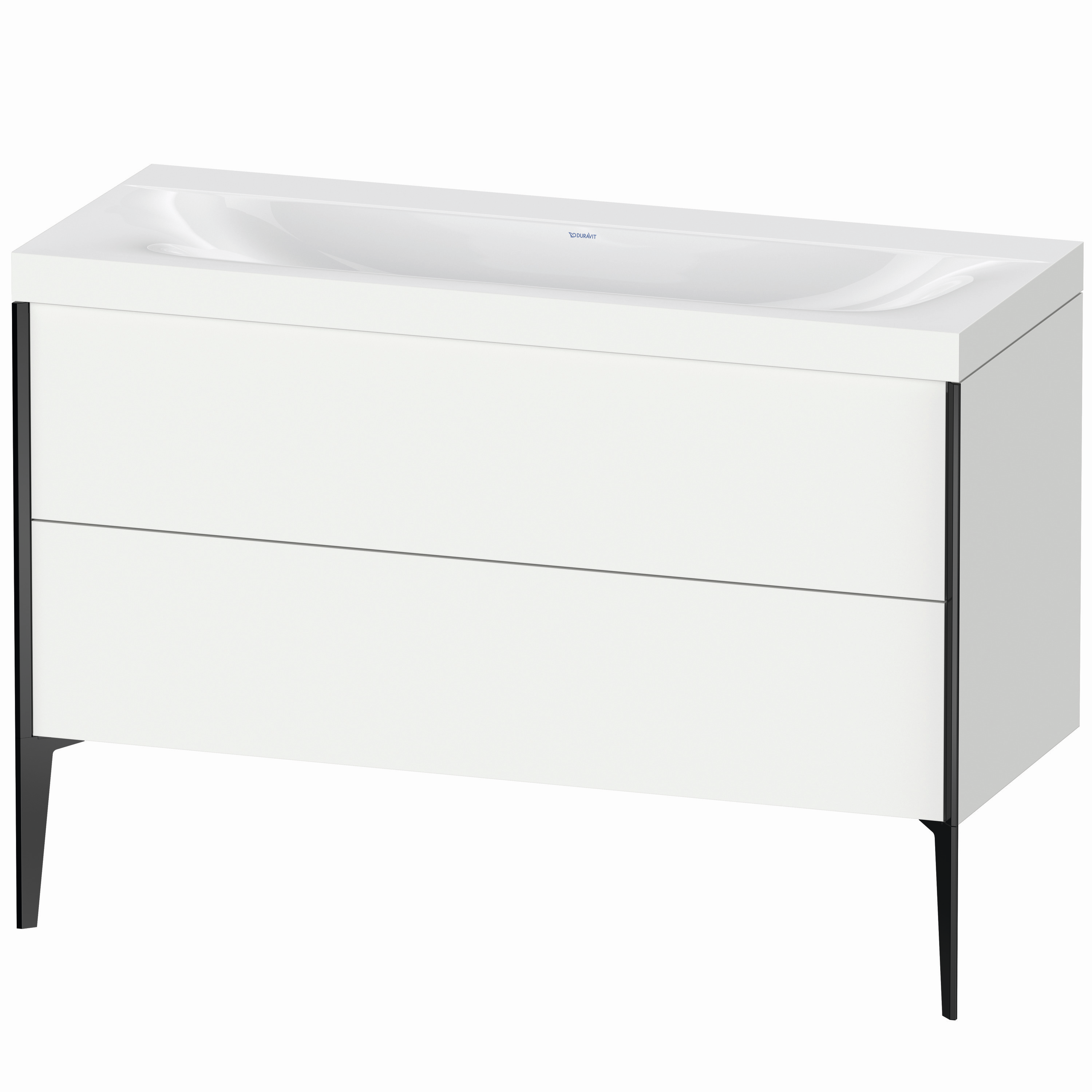 Duravit Waschtisch-Unterschrank c-bonded XViu 120x48cm, 2 Auszüge, ohne Hahnloch, schwarz matt, Rahmen C, weiß matt