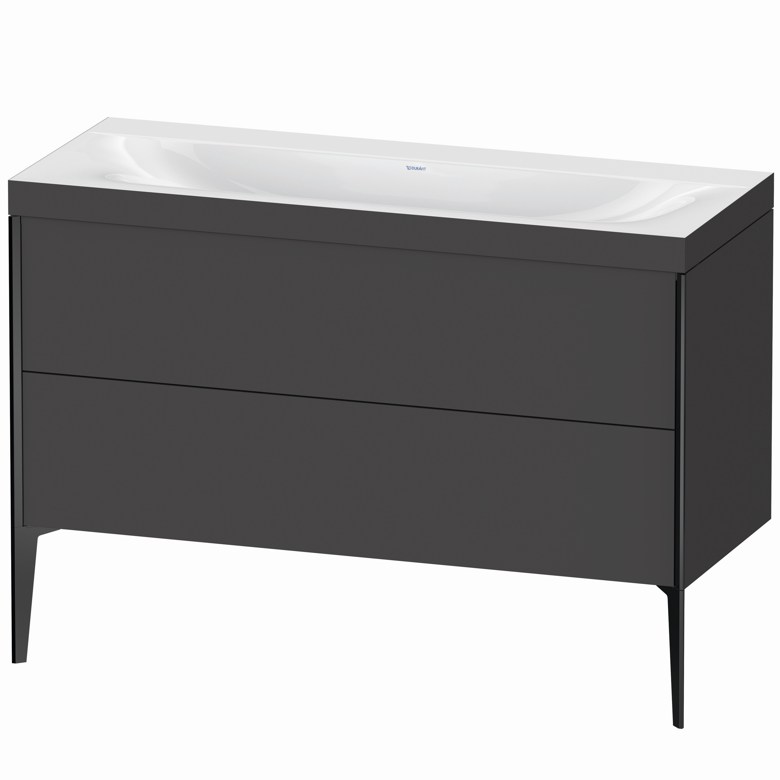 Duravit Waschtisch-Unterschrank c-bonded XViu 120x48cm, 2 Auszüge, ohne Hahnloch, schwarz matt, Rahmen C, graphit matt