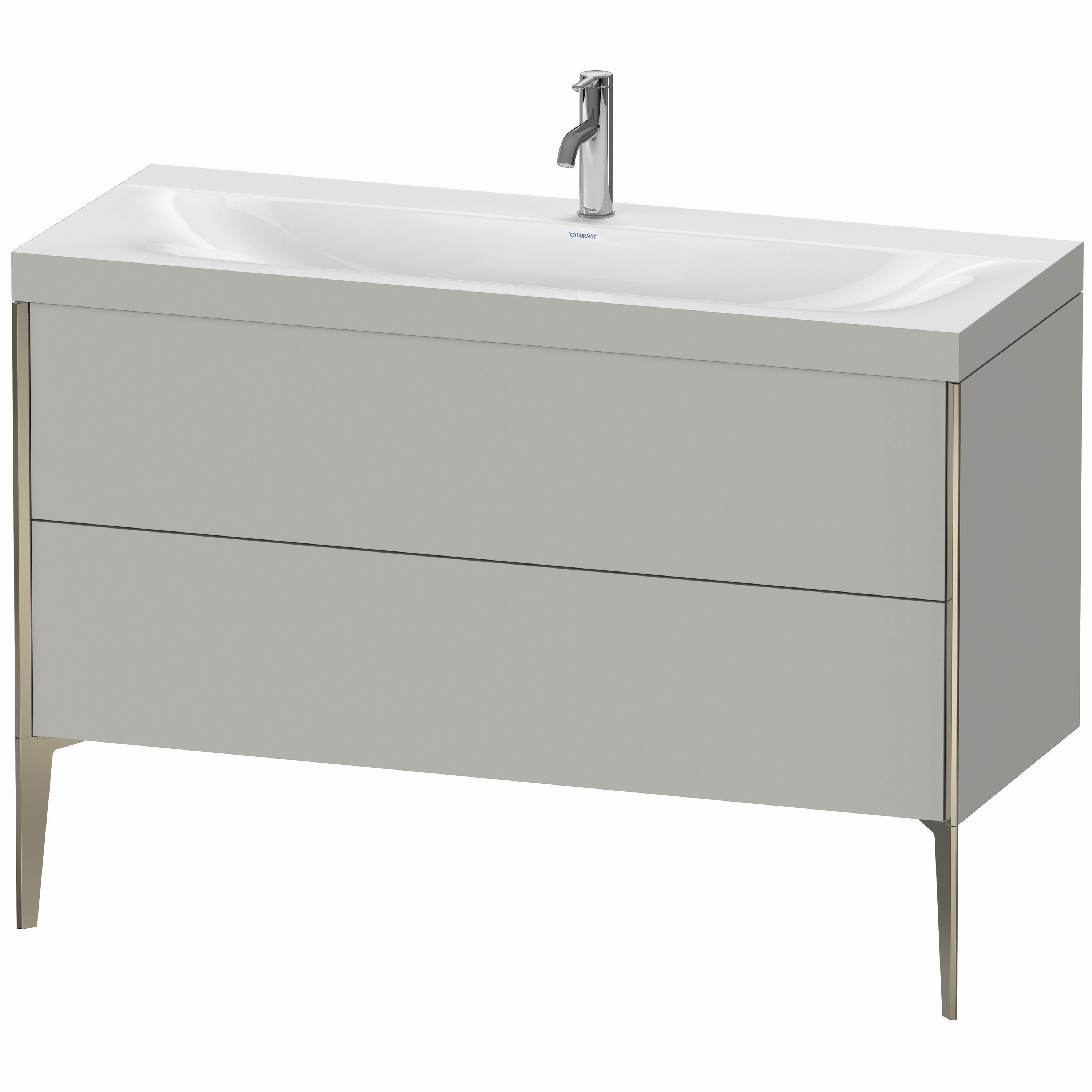 Duravit Waschtisch-Unterschrank c-bonded XViu 120x48cm, 2 Auszüge, 1 Hahnloch, champagner matt, Rahmen C, betongrau matt