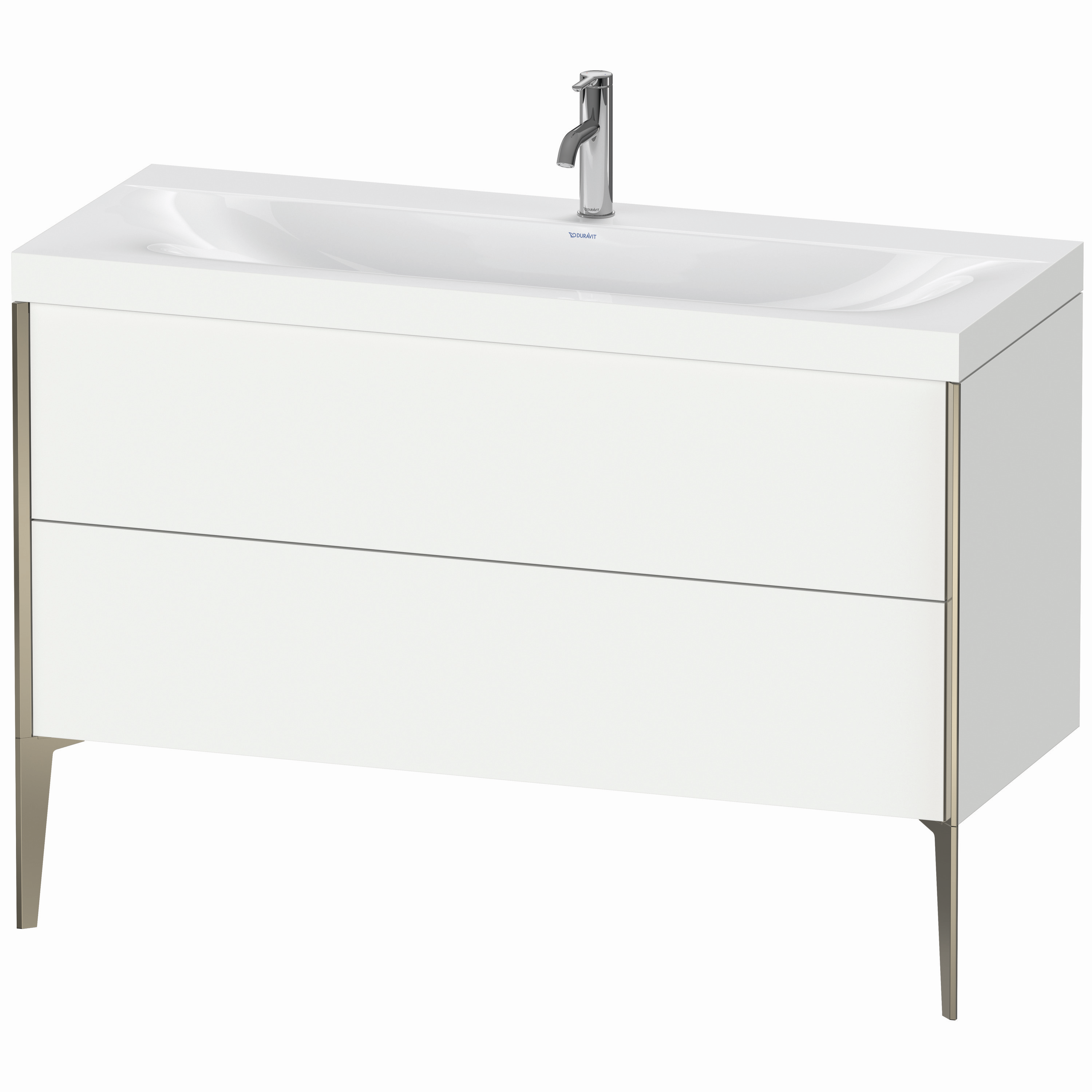 Duravit Waschtisch-Unterschrank c-bonded XViu 120x48cm, 2 Auszüge, 1 Hahnloch, champagner matt, Rahmen C, weiß matt