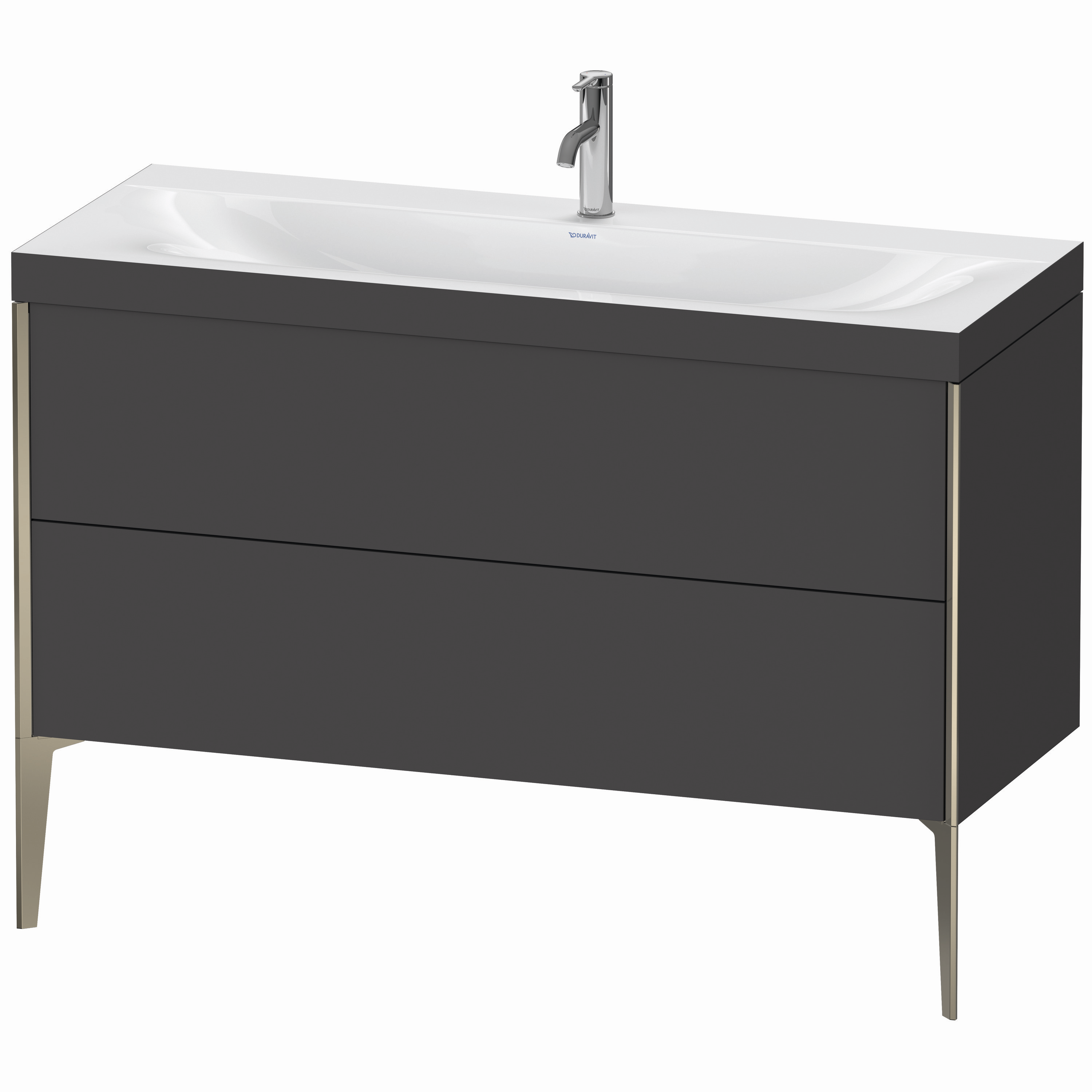 Duravit Waschtisch-Unterschrank c-bonded XViu 120x48cm, 2 Auszüge, 1 Hahnloch, champagner matt, Rahmen C, graphit matt