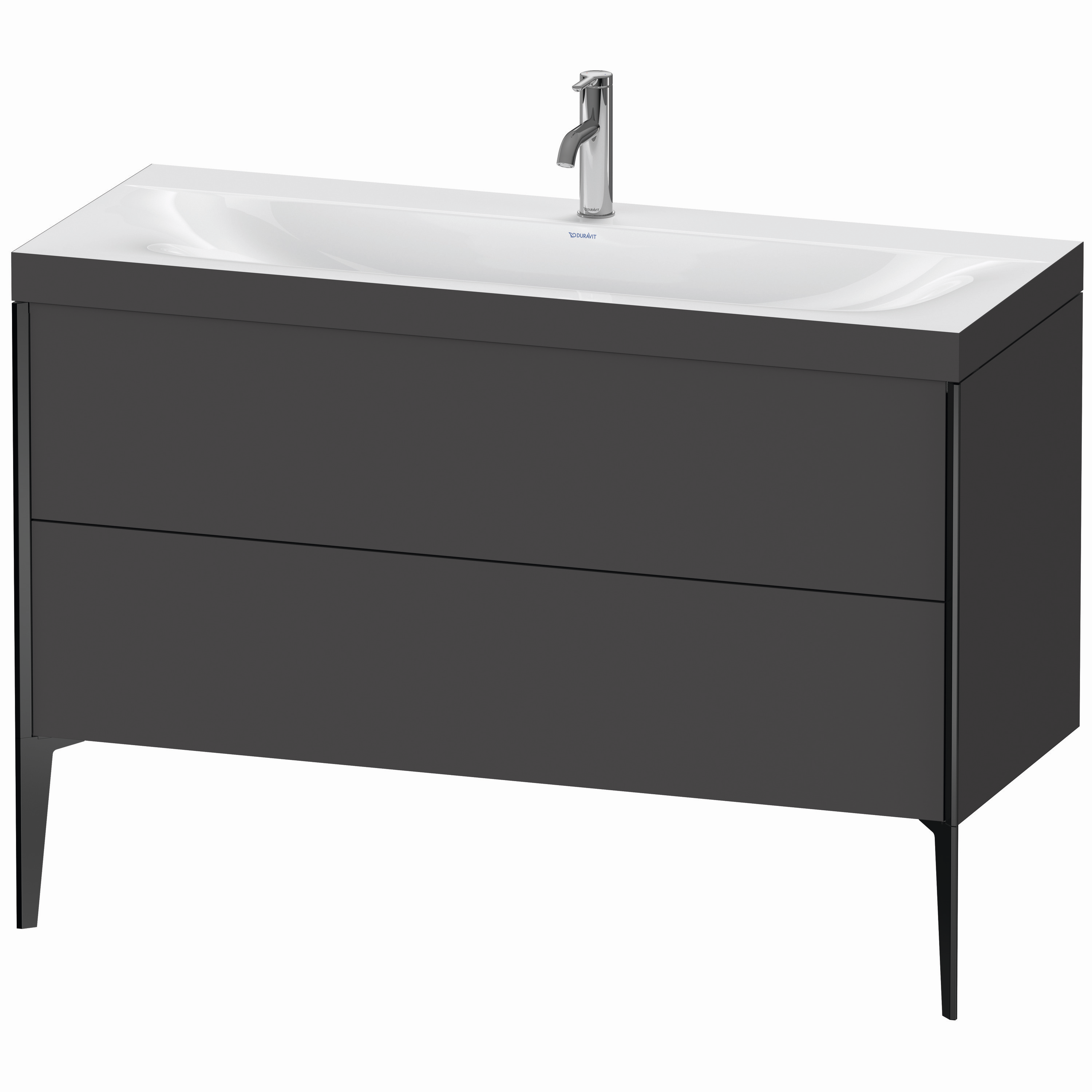 Duravit Waschtisch-Unterschrank c-bonded XViu 120x48cm, 2 Auszüge, 1 Hahnloch, schwarz matt, Rahmen C, graphit matt