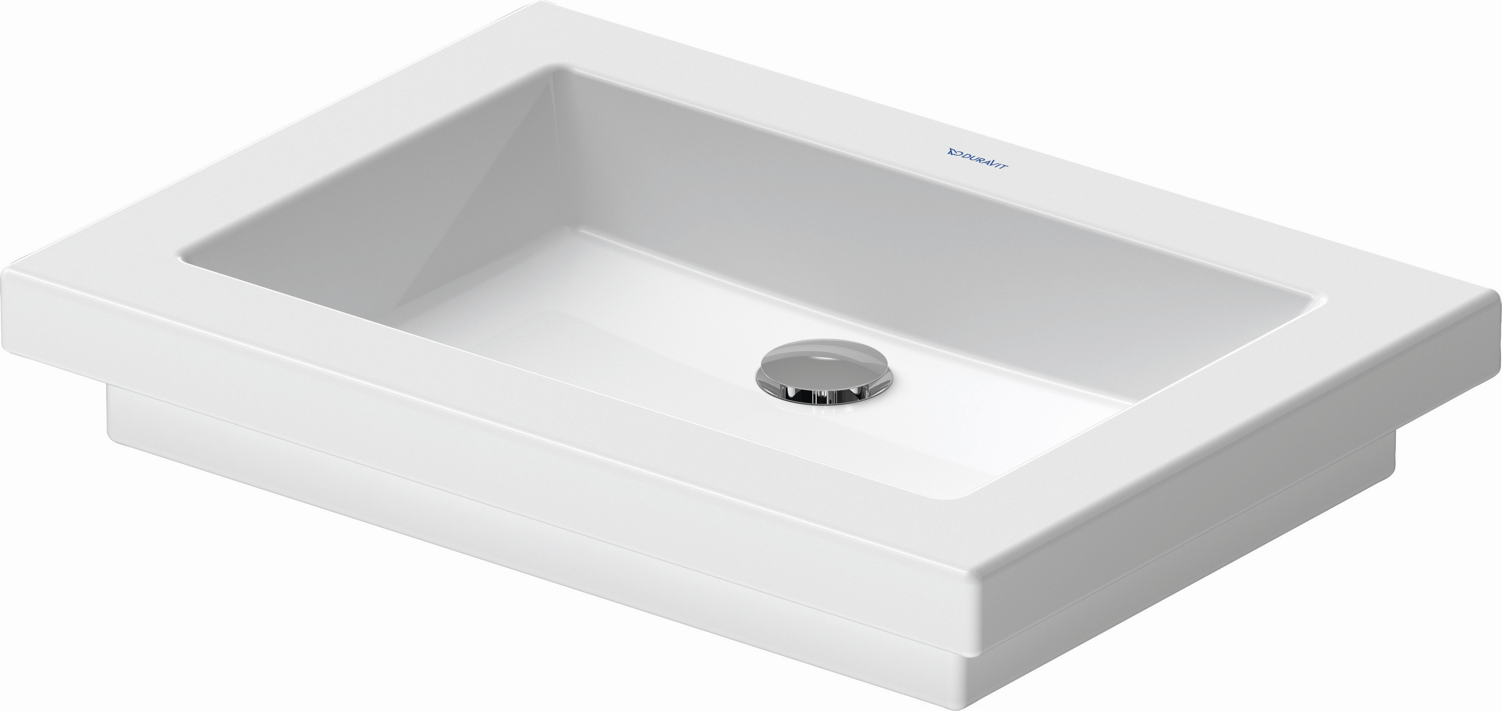 Duravit Aufsatz-Waschtisch 2nd floor 58x41,5cm, geschliffen, ohne Hahnloch, Überlauf, Hahnlochbank, weiß WonderGliss
