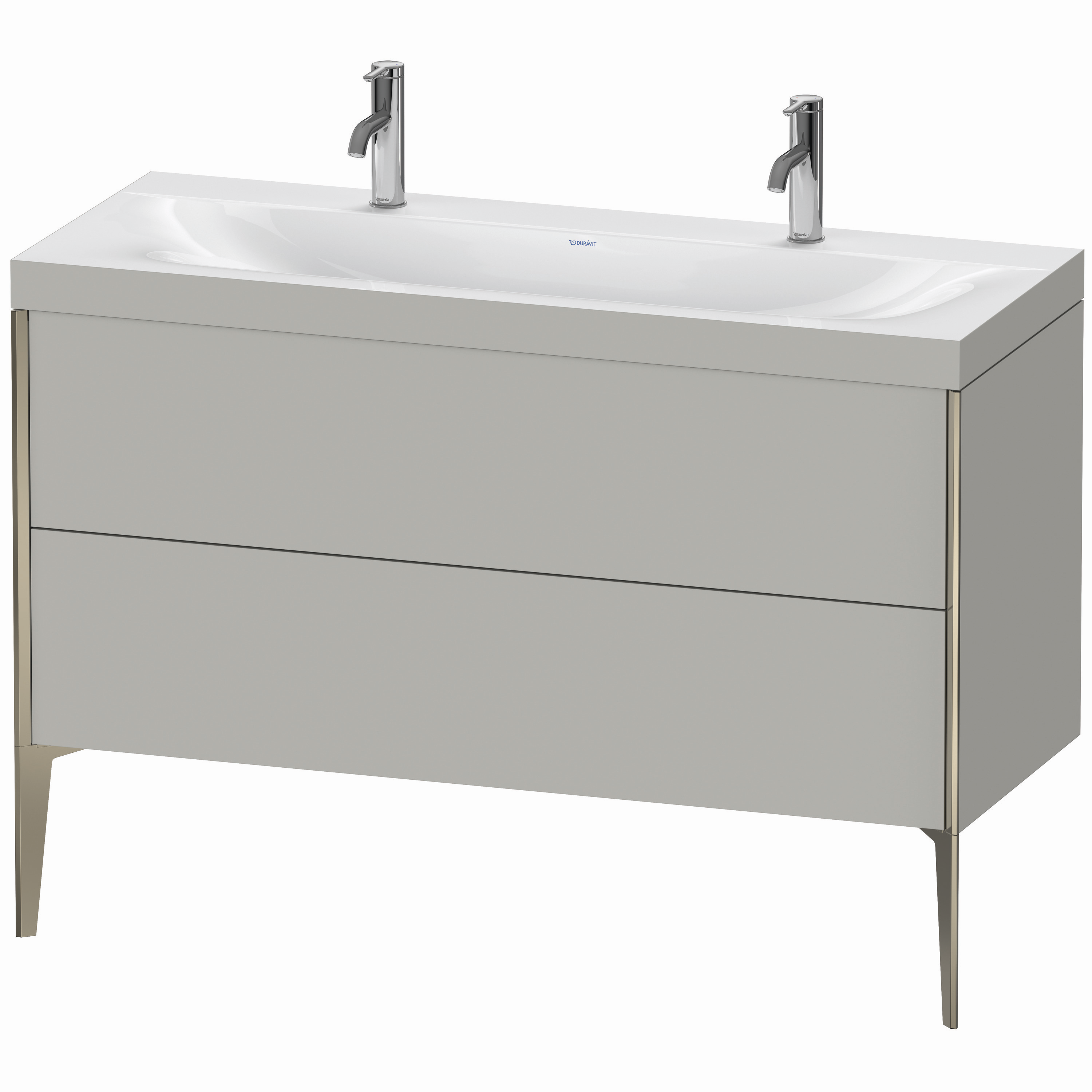 Duravit Waschtisch-Unterschrank c-bonded XViu 120x48cm, 2 Auszüge, ohne Hahnloch, champagner matt, Rahmen C, betongrau matt