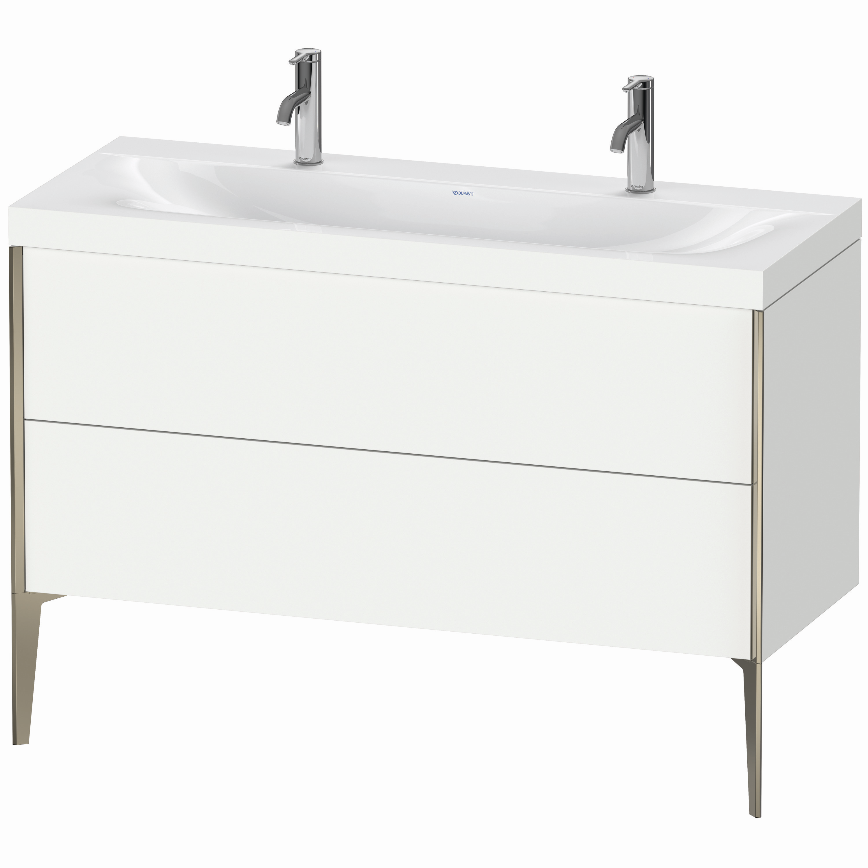 Duravit Waschtisch-Unterschrank c-bonded XViu 120x48cm, 2 Auszüge, ohne Hahnloch, champagner matt, Rahmen C, weiß matt