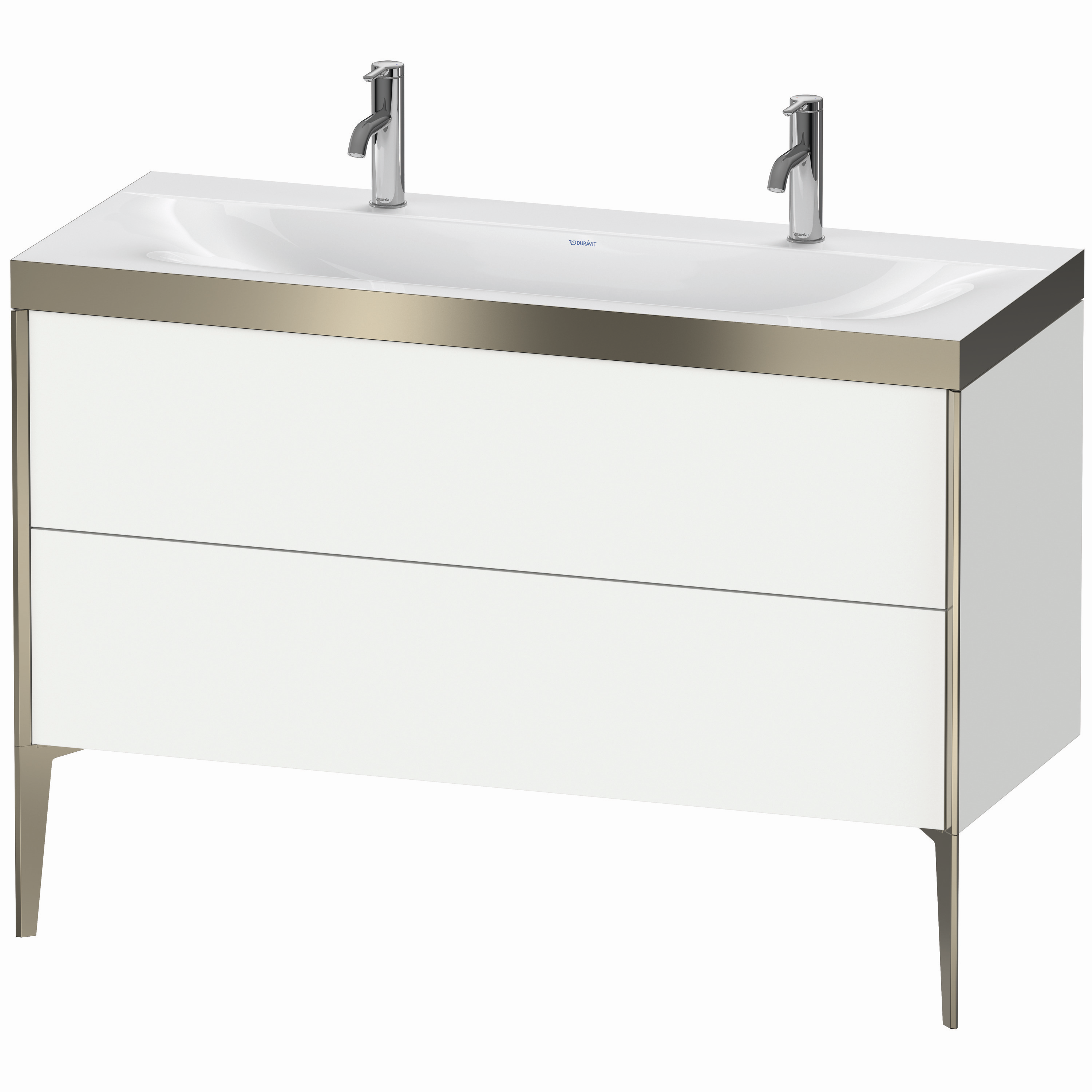 Duravit Waschtisch-Unterschrank c-bonded XViu 120x48cm, 2 Auszüge, ohne Hahnloch, champagner matt, Rahmen P, weiß matt