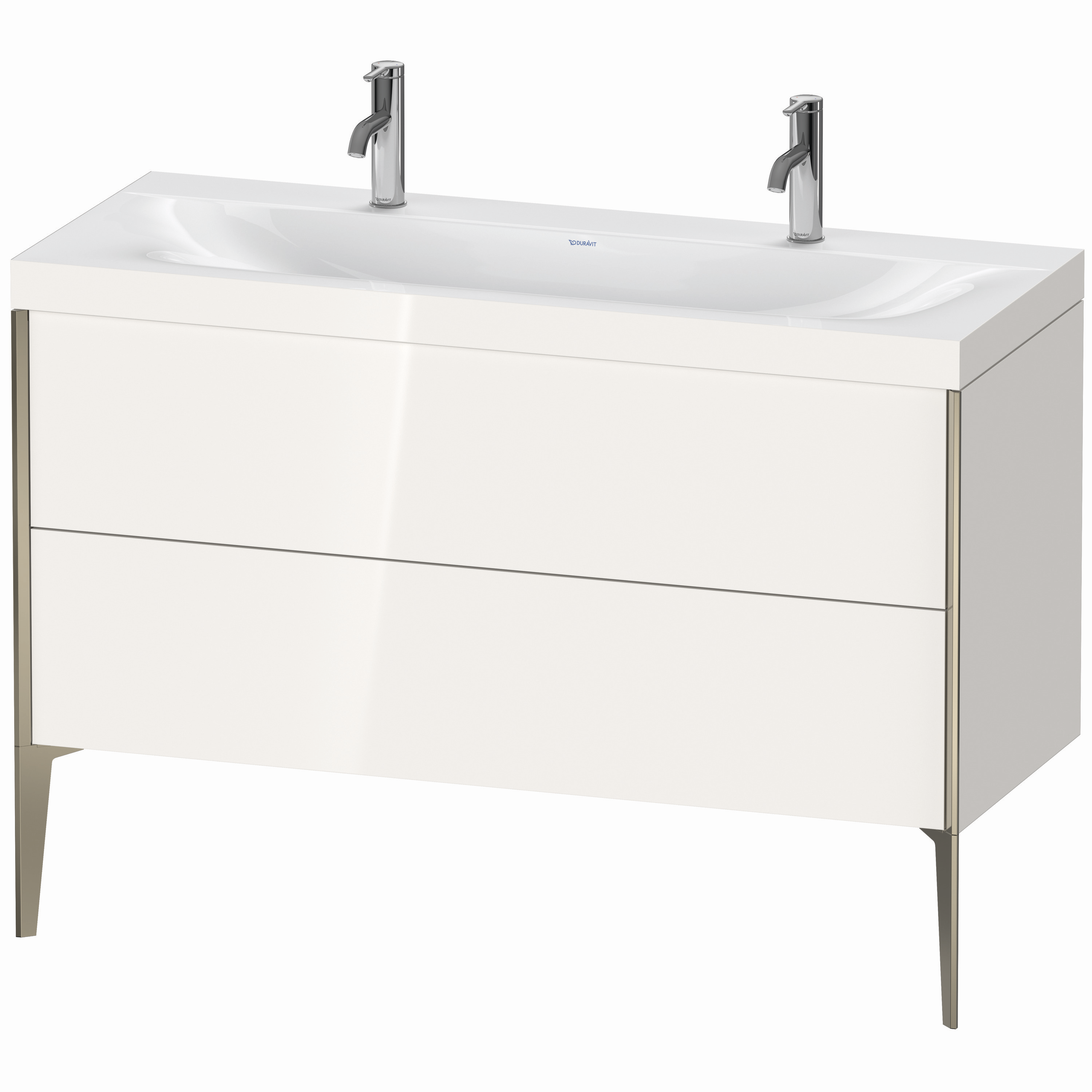 Duravit Waschtisch-Unterschrank c-bonded XViu 120x48cm, 2 Auszüge, ohne Hahnloch, champagner matt, Rahmen C, weiß hochglanz