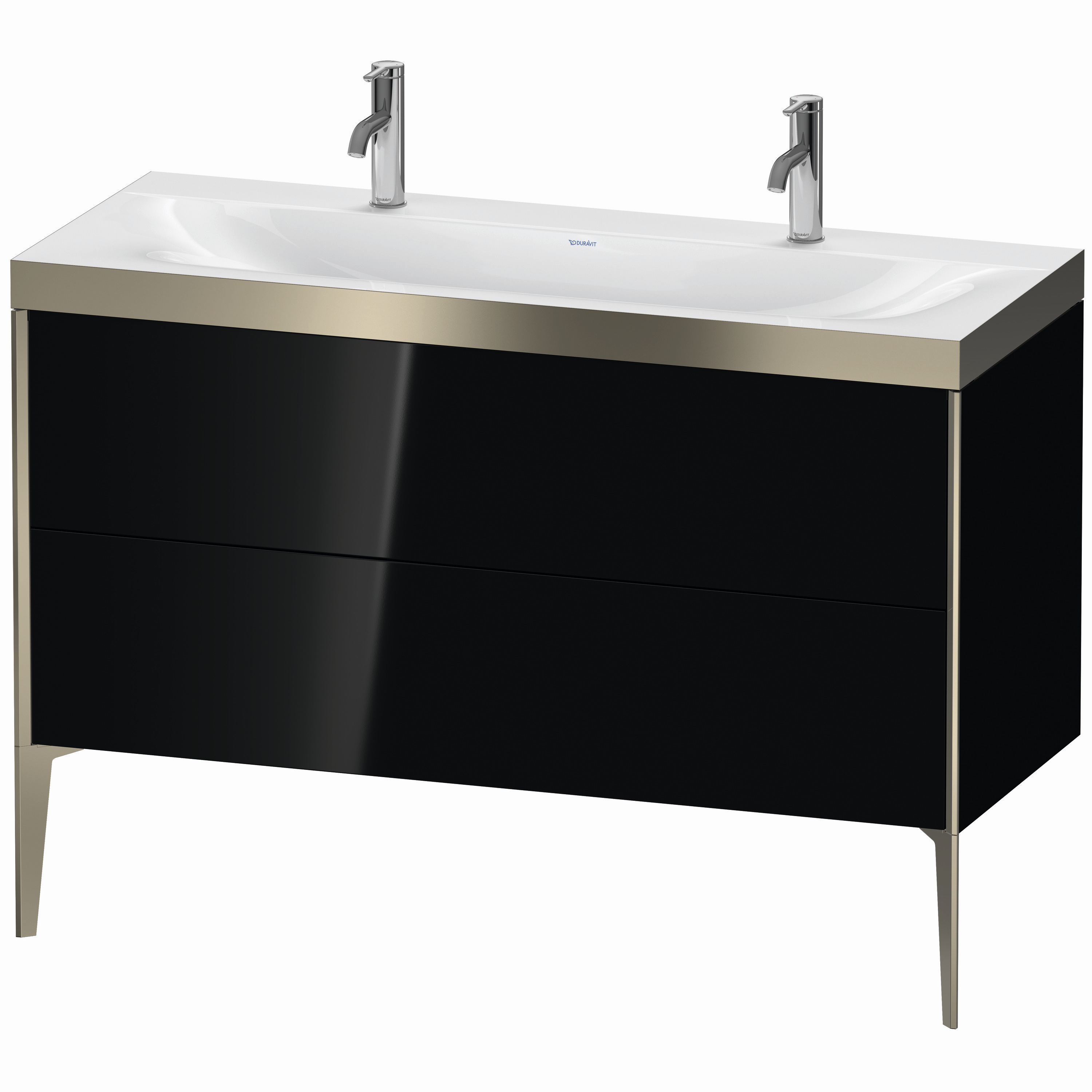 Duravit Waschtisch-Unterschrank c-bonded XViu 120x48cm, 2 Auszüge, ohne Hahnloch, champagner matt, Rahmen P, schwarz hochglanz