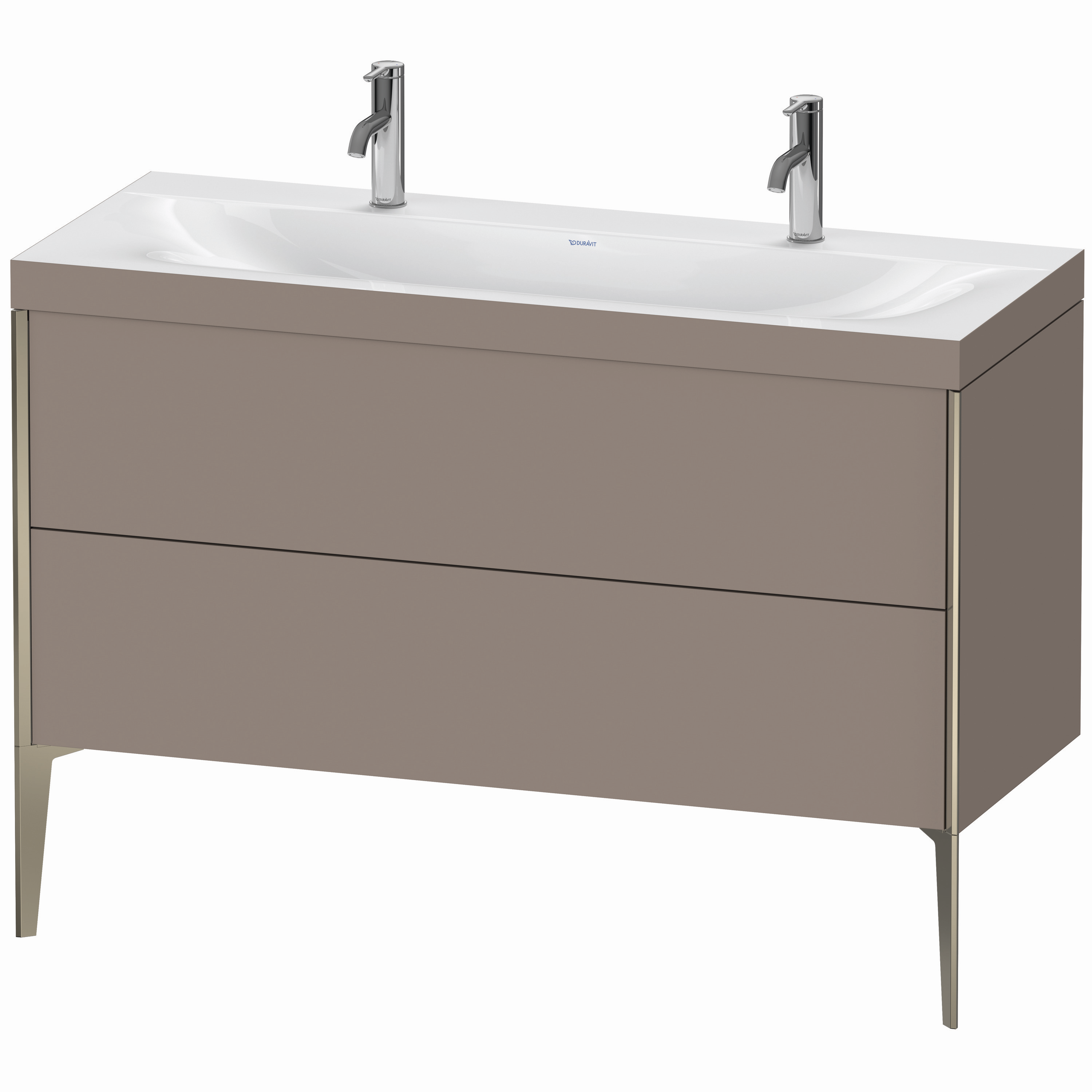 Duravit Waschtisch-Unterschrank c-bonded XViu 120x48cm, 2 Auszüge, ohne Hahnloch, champagner matt, Rahmen C, basalt matt