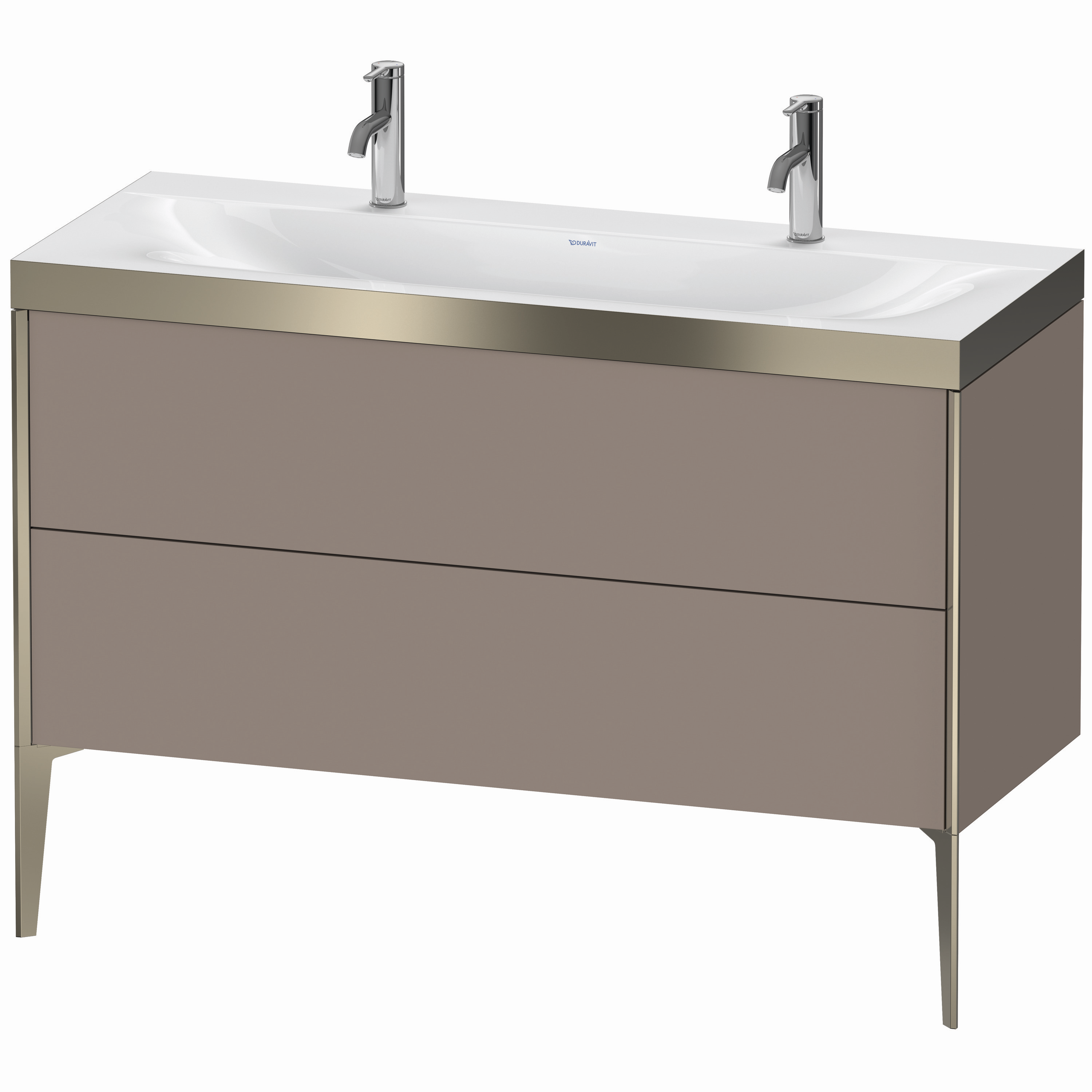 Duravit Waschtisch-Unterschrank c-bonded XViu 120x48cm, 2 Auszüge, ohne Hahnloch, champagner matt, Rahmen P, basalt matt