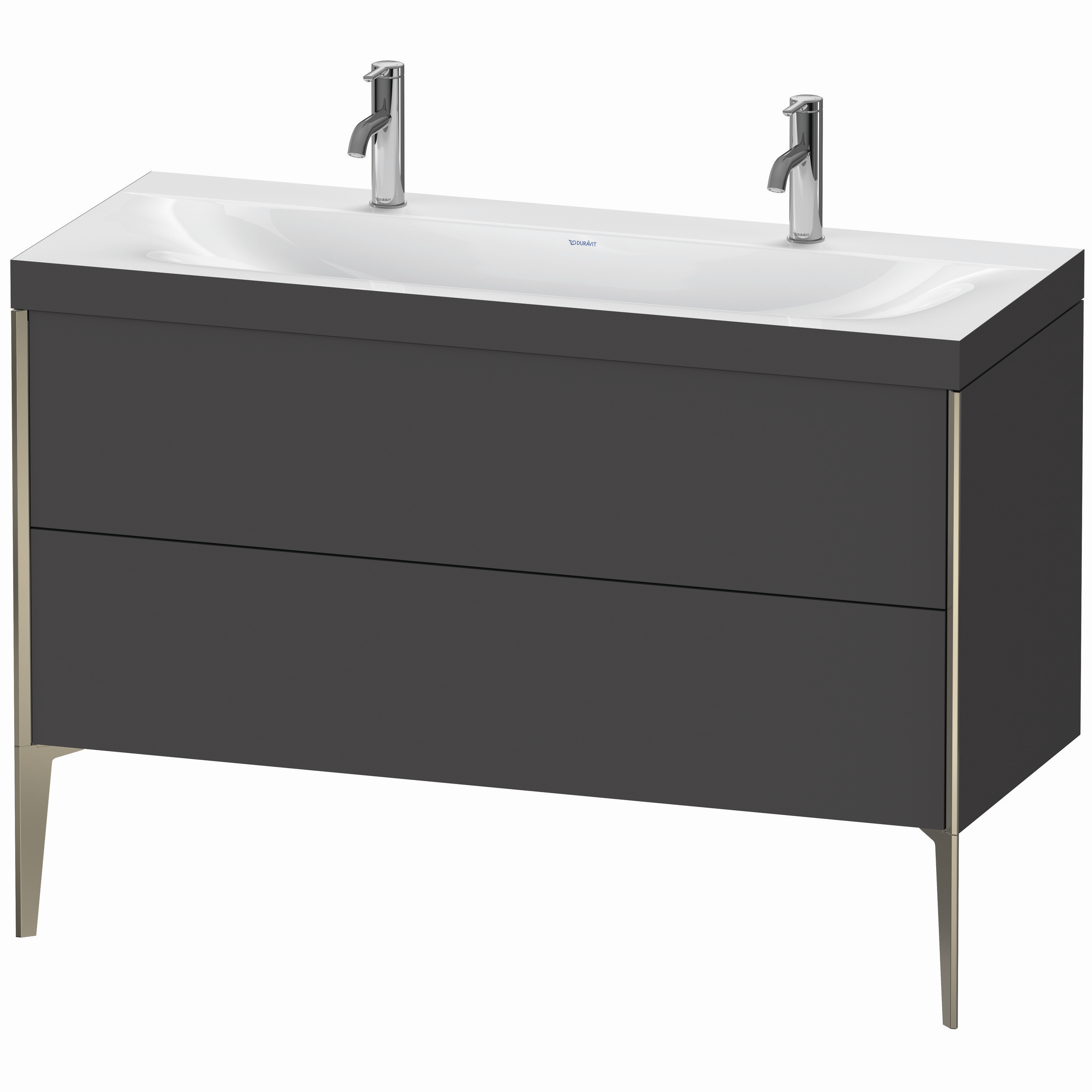 Duravit Waschtisch-Unterschrank c-bonded XViu 120x48cm, 2 Auszüge, ohne Hahnloch, champagner matt, Rahmen C, graphit matt