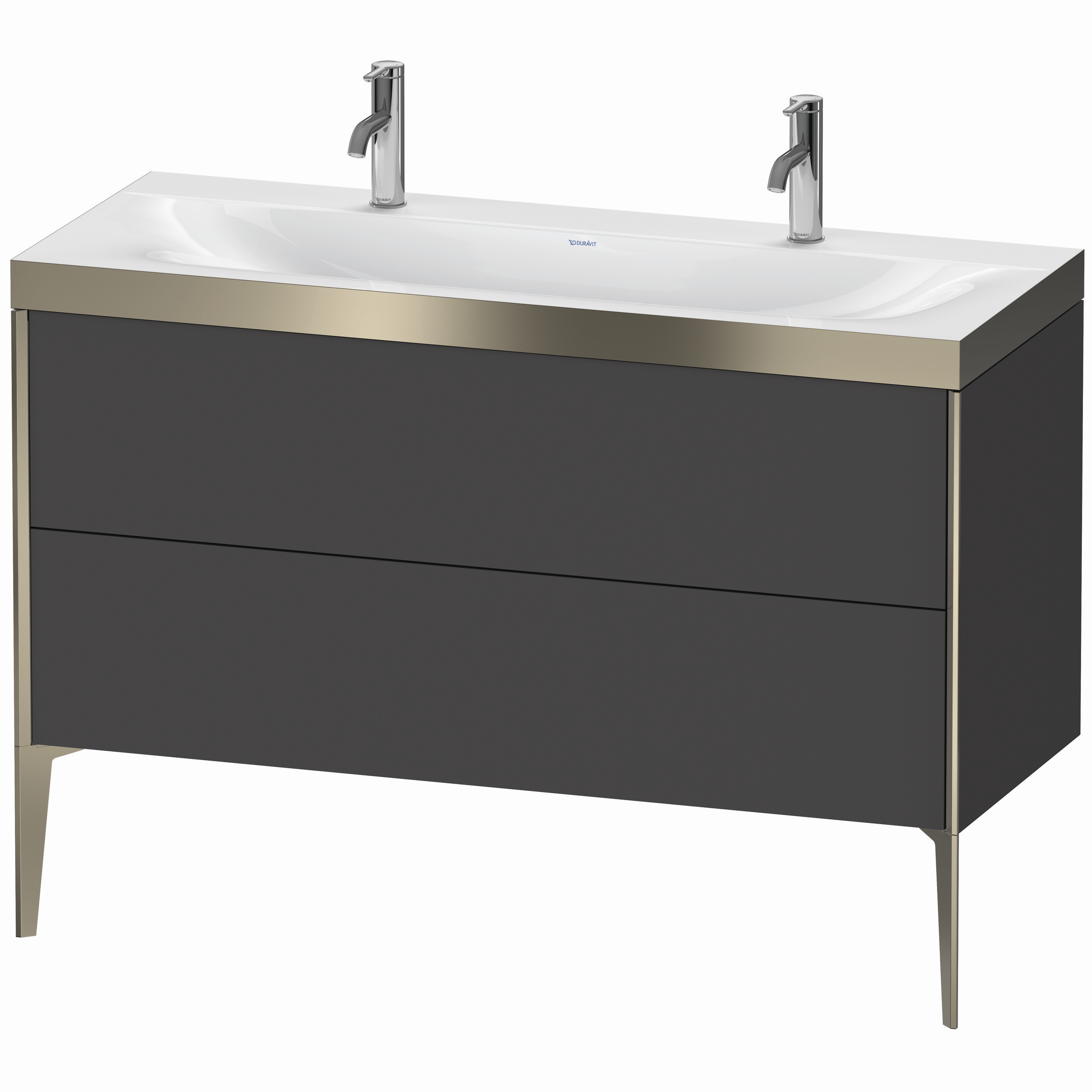 Duravit Waschtisch-Unterschrank c-bonded XViu 120x48cm, 2 Auszüge, ohne Hahnloch, champagner matt, Rahmen P, graphit matt