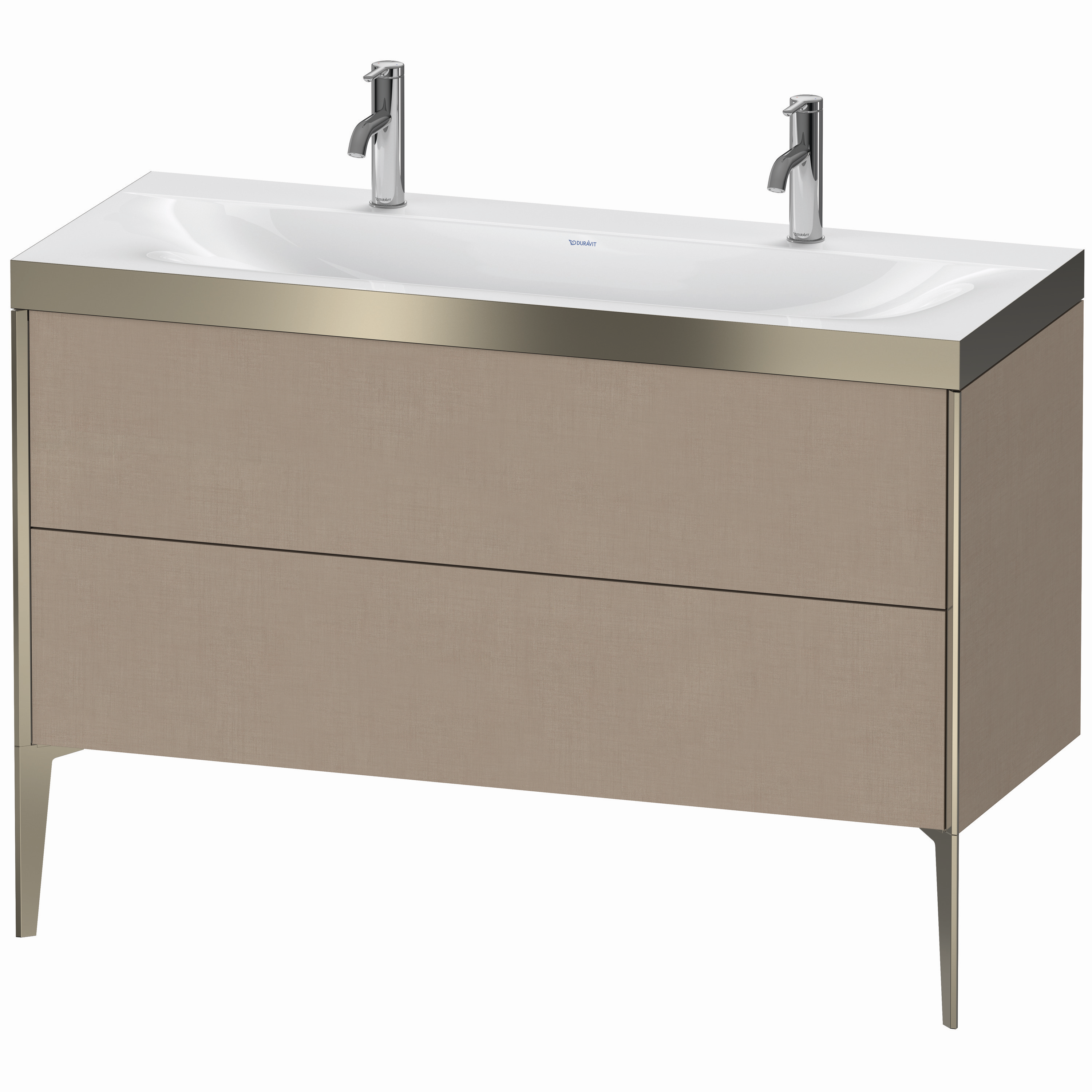 Duravit Waschtisch-Unterschrank c-bonded XViu 120x48cm, 2 Auszüge, ohne Hahnloch, champagner matt, Rahmen P, leinen