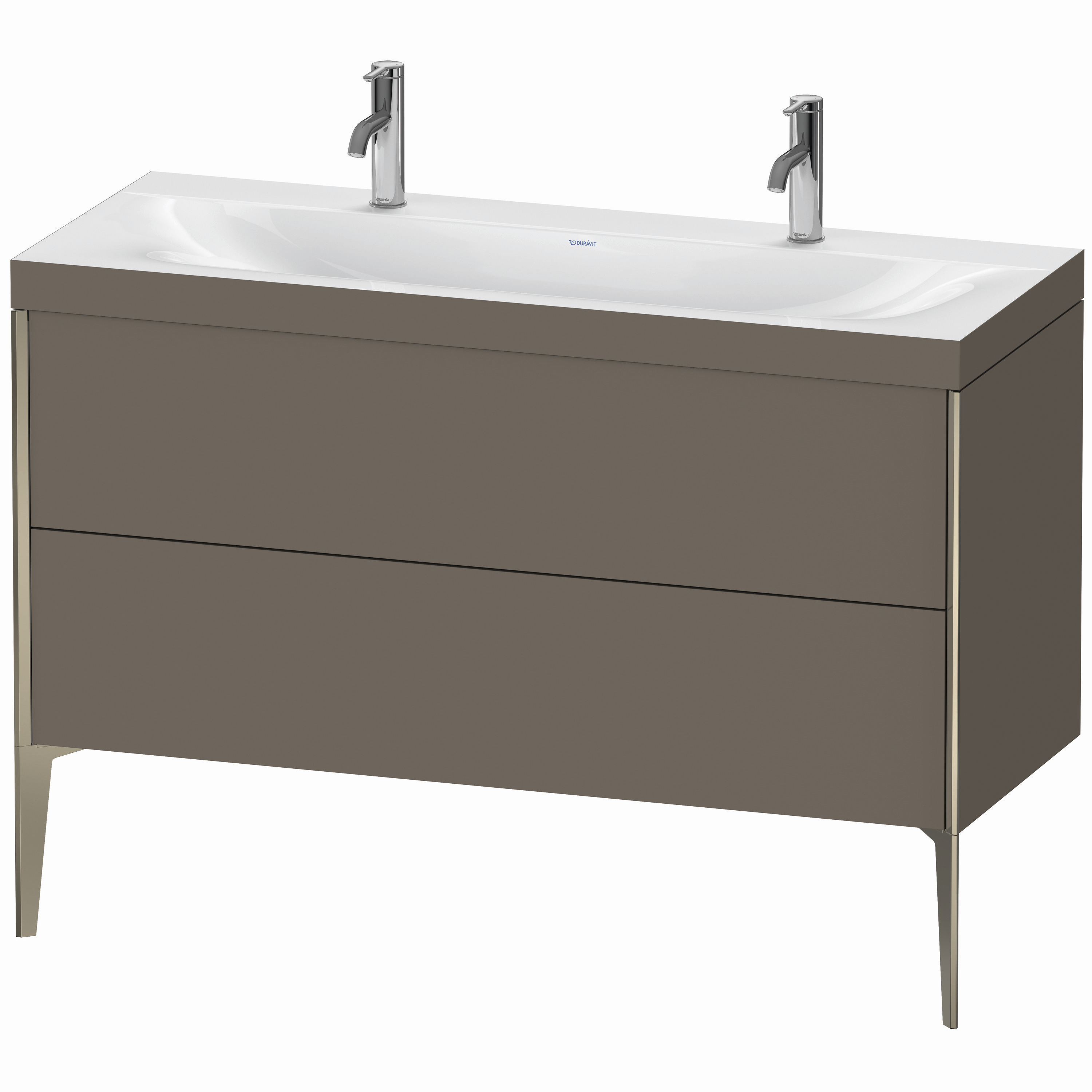 Duravit Waschtisch-Unterschrank c-bonded XViu 120x48cm, 2 Auszüge, ohne Hahnloch, champagner matt, Rahmen C, flannel grey seidenmatt