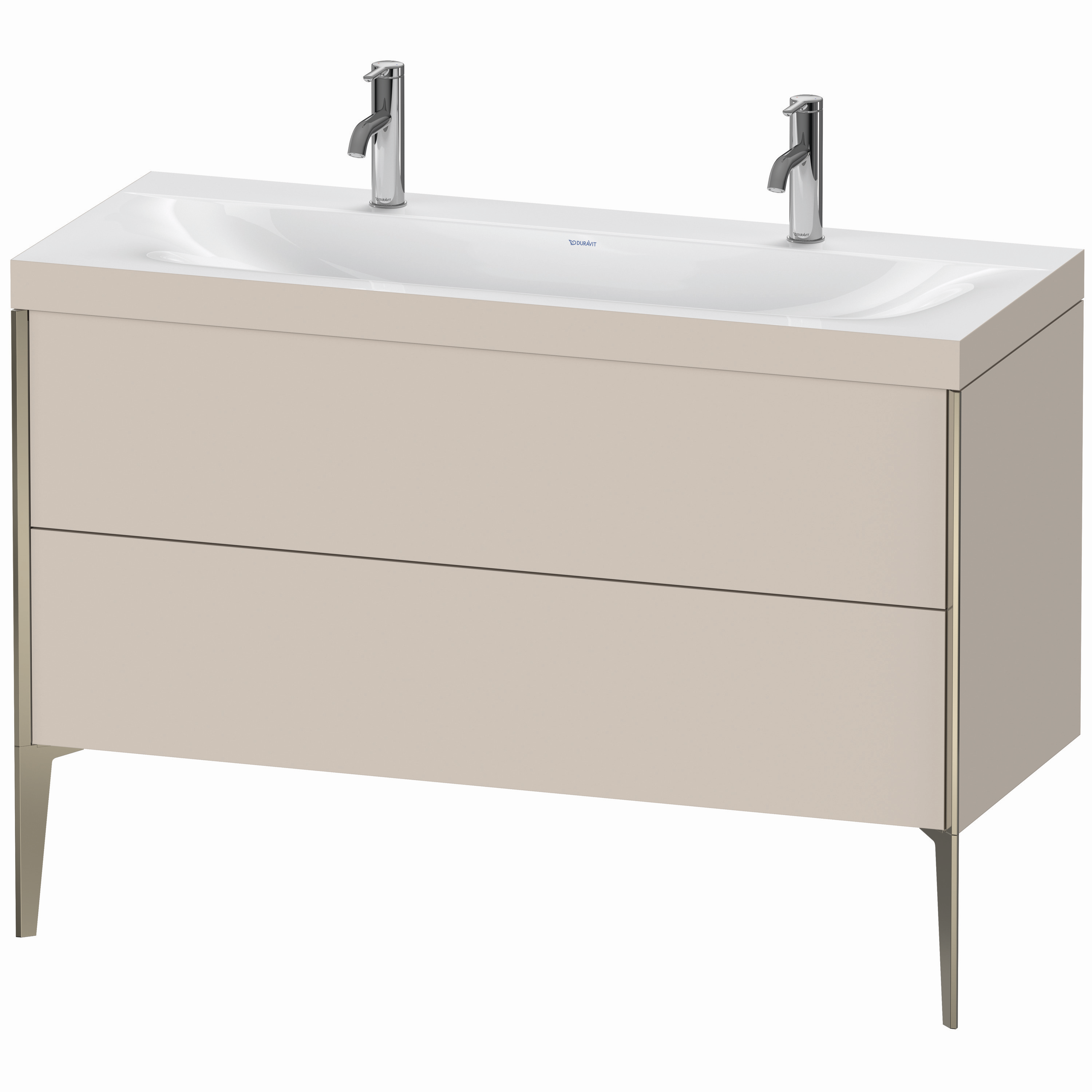 Duravit Waschtisch-Unterschrank c-bonded XViu 120x48cm, 2 Auszüge, ohne Hahnloch, champagner matt, Rahmen C, taupe matt