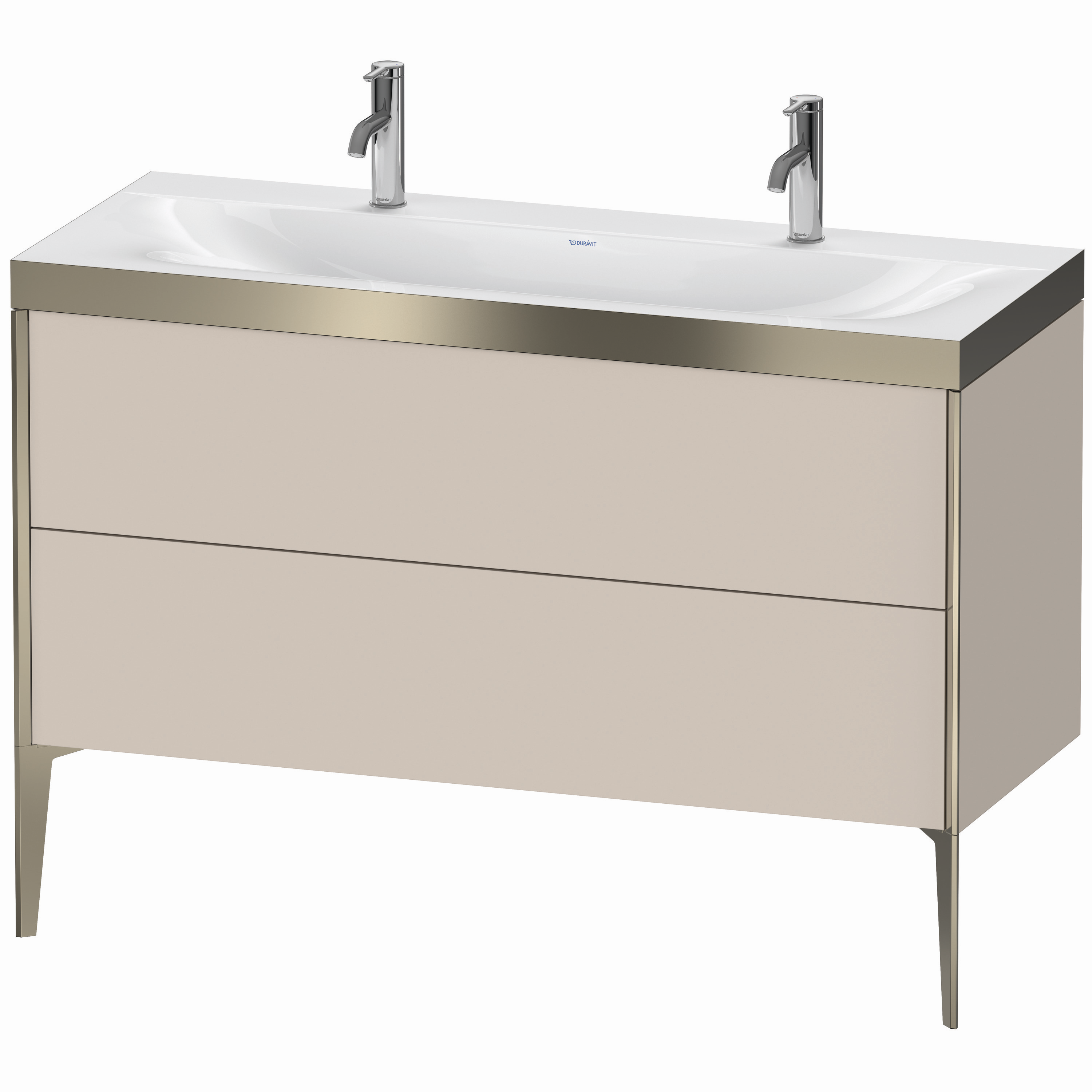 Duravit Waschtisch-Unterschrank c-bonded XViu 120x48cm, 2 Auszüge, ohne Hahnloch, champagner matt, Rahmen P, taupe matt