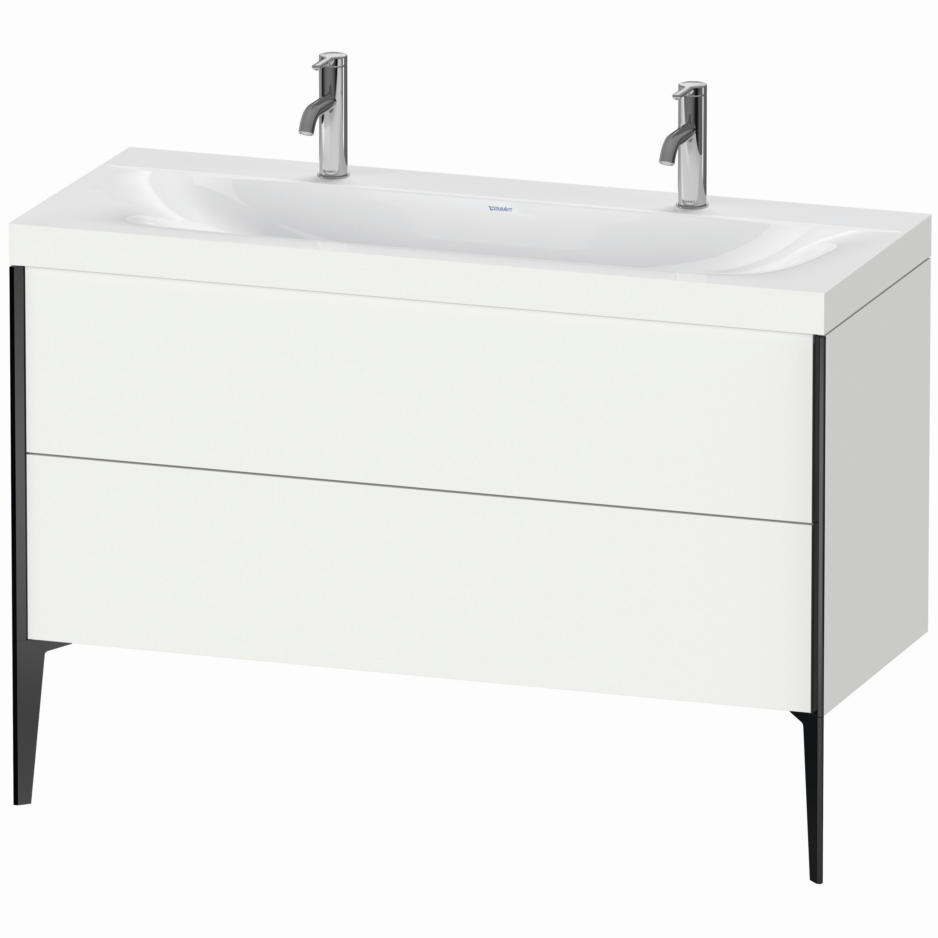 Duravit Waschtisch-Unterschrank c-bonded XViu 120x48cm, 2 Auszüge, ohne Hahnloch, schwarz matt, Rahmen C, weiß matt