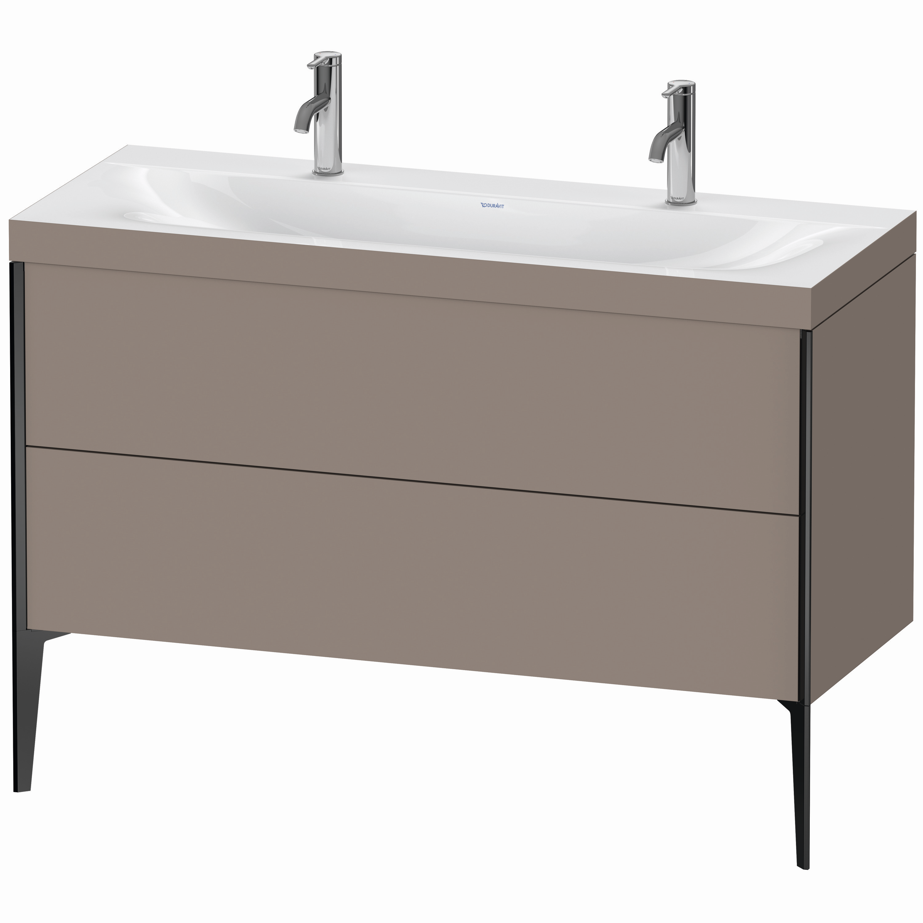 Duravit Waschtisch-Unterschrank c-bonded XViu 120x48cm, 2 Auszüge, ohne Hahnloch, schwarz matt, Rahmen C, basalt matt