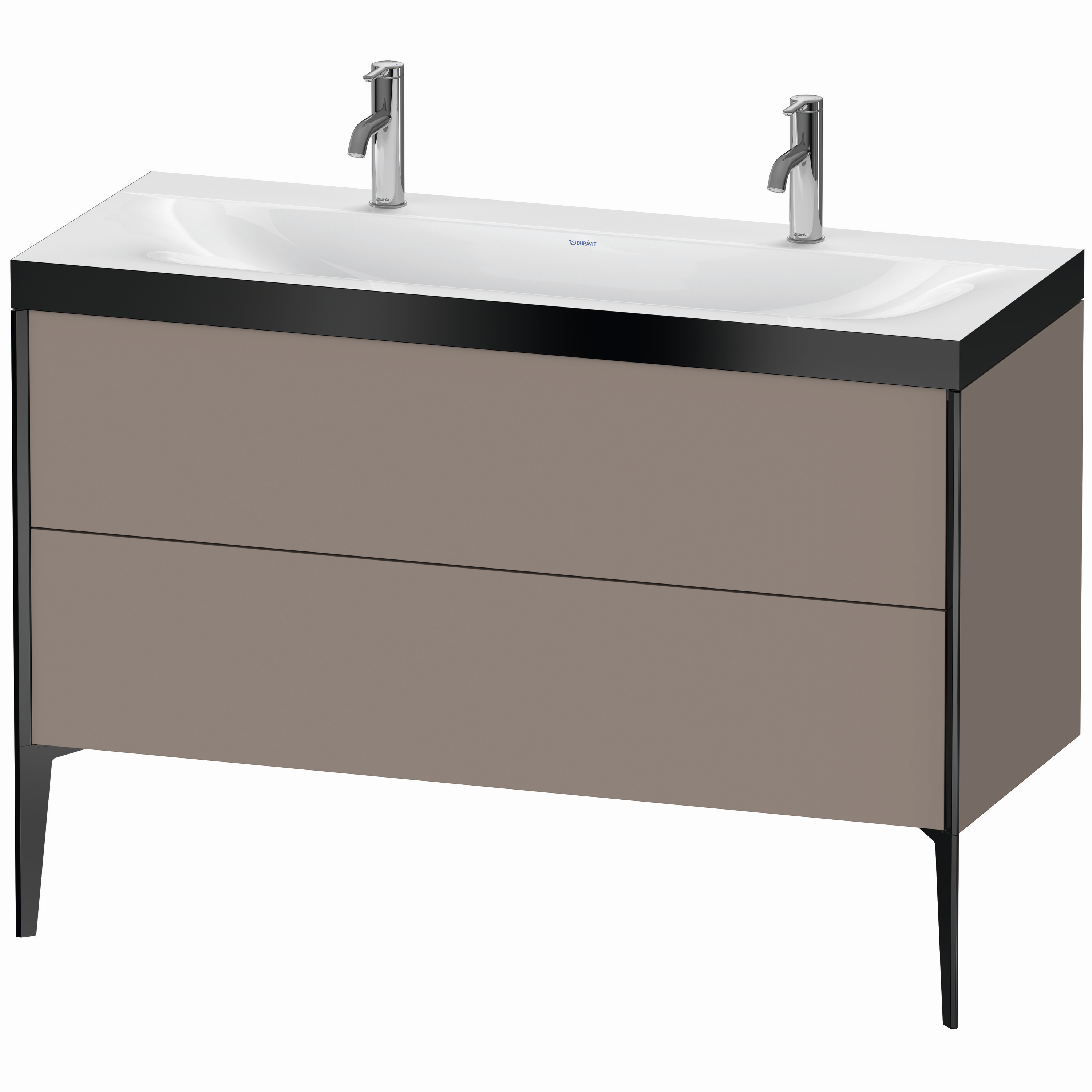 Duravit Waschtisch-Unterschrank c-bonded XViu 120x48cm, 2 Auszüge, ohne Hahnloch, schwarz matt, Rahmen P, basalt matt