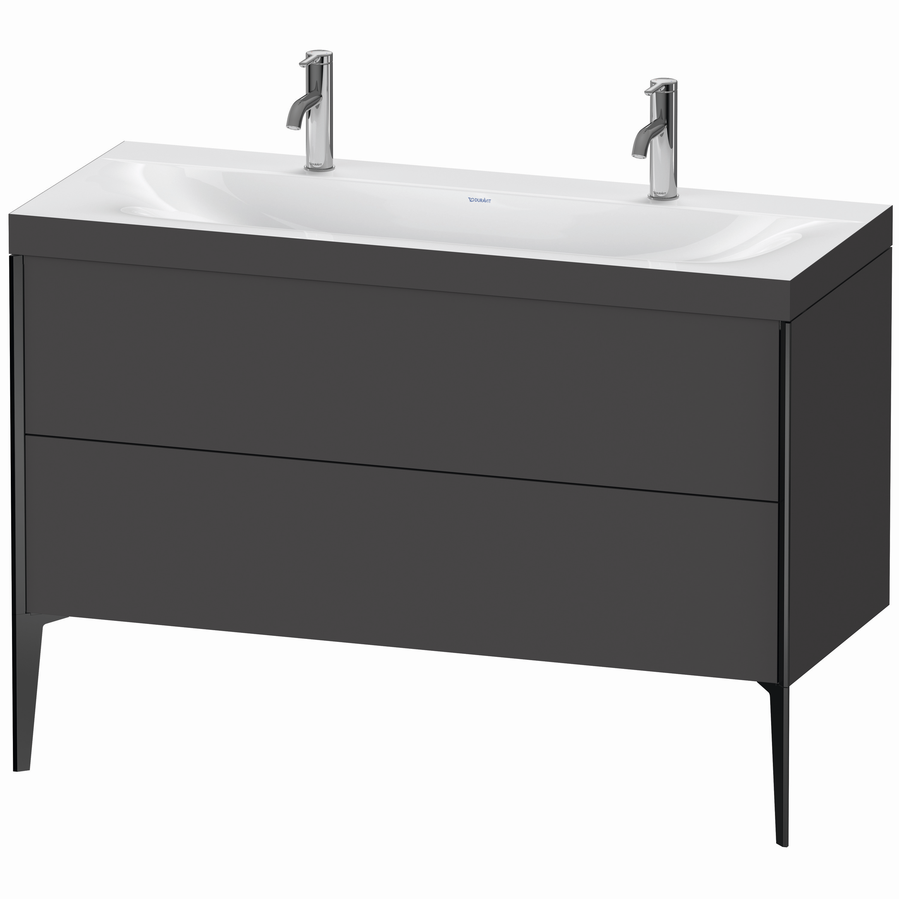 Duravit Waschtisch-Unterschrank c-bonded XViu 120x48cm, 2 Auszüge, ohne Hahnloch, schwarz matt, Rahmen C, graphit matt