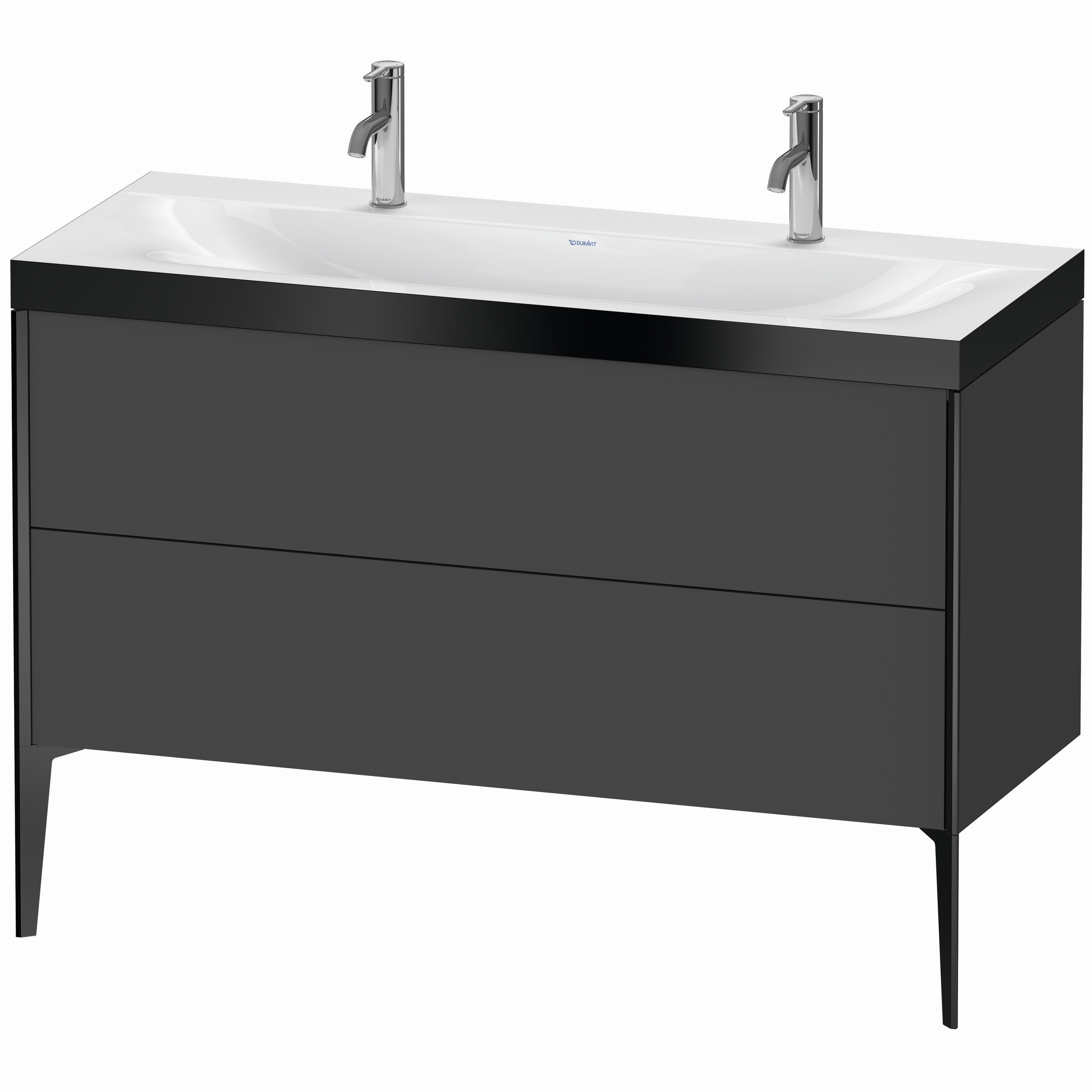 Duravit Waschtisch-Unterschrank c-bonded XViu 120x48cm, 2 Auszüge, ohne Hahnloch, schwarz matt, Rahmen P, graphit matt