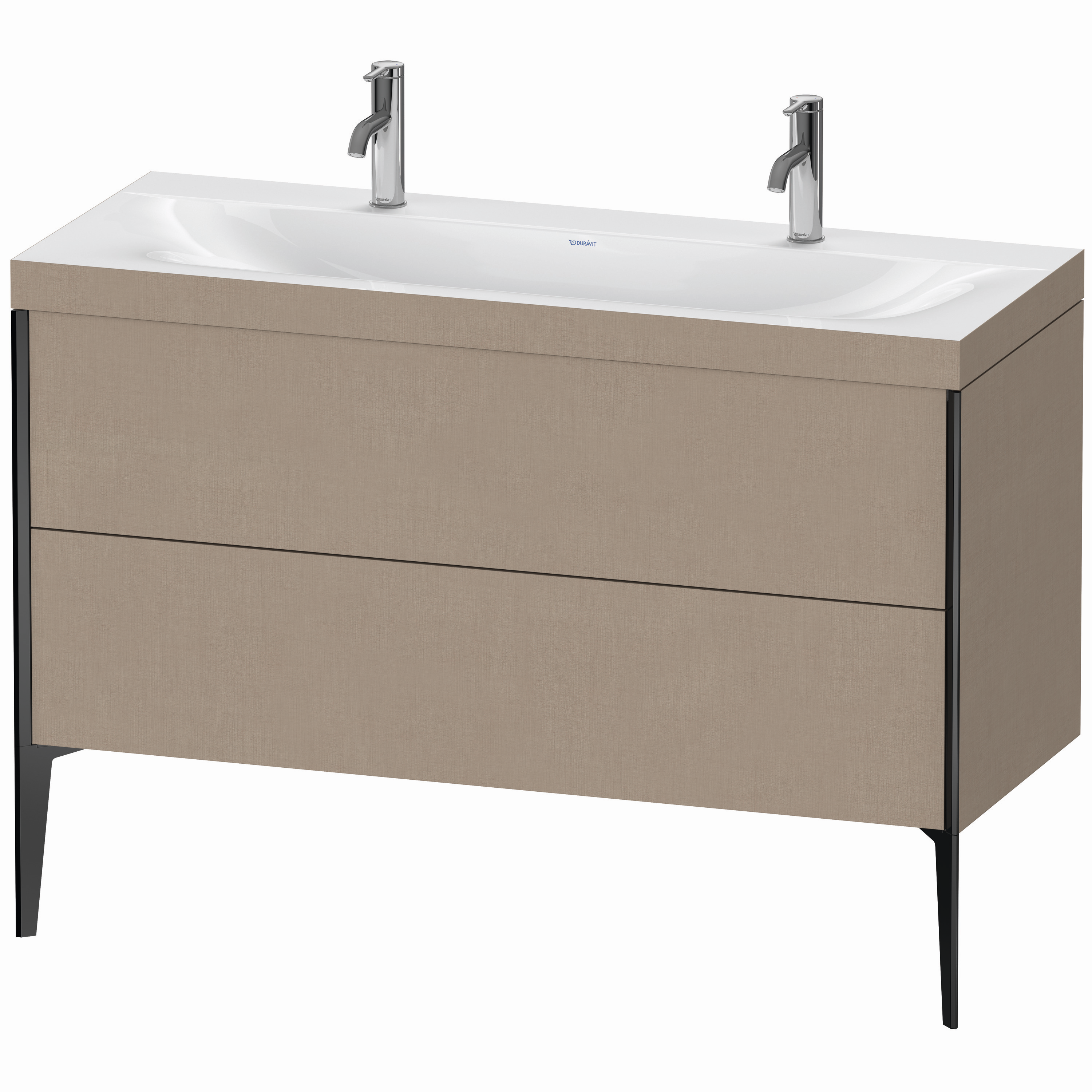 Duravit Waschtisch-Unterschrank c-bonded XViu 120x48cm, 2 Auszüge, ohne Hahnloch, schwarz matt, Rahmen C, leinen