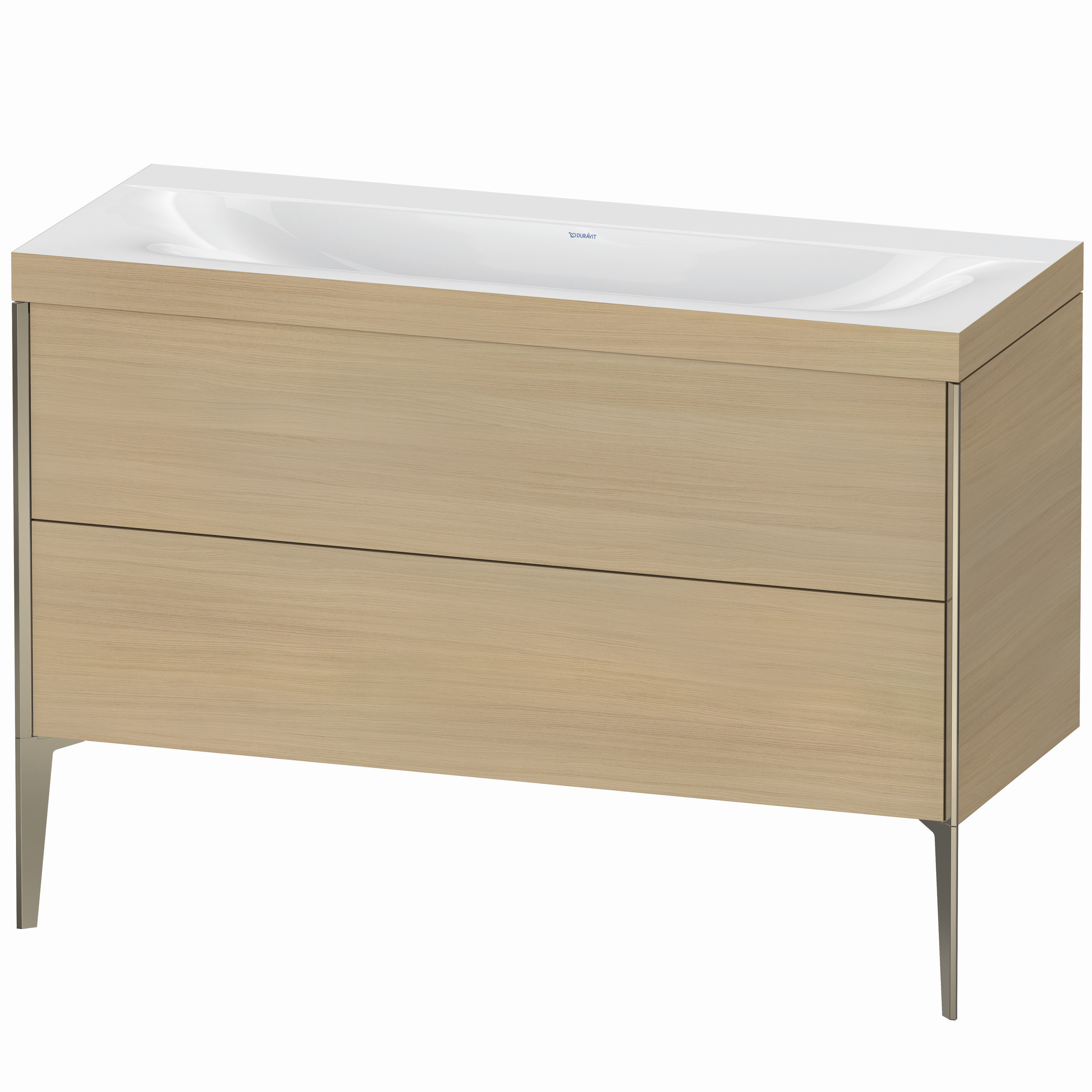 Duravit Waschtisch-Unterschrank c-bonded XViu 120x48cm, 2 Auszüge, ohne Hahnloch, champagner matt, Rahmen C, mediterrane eiche