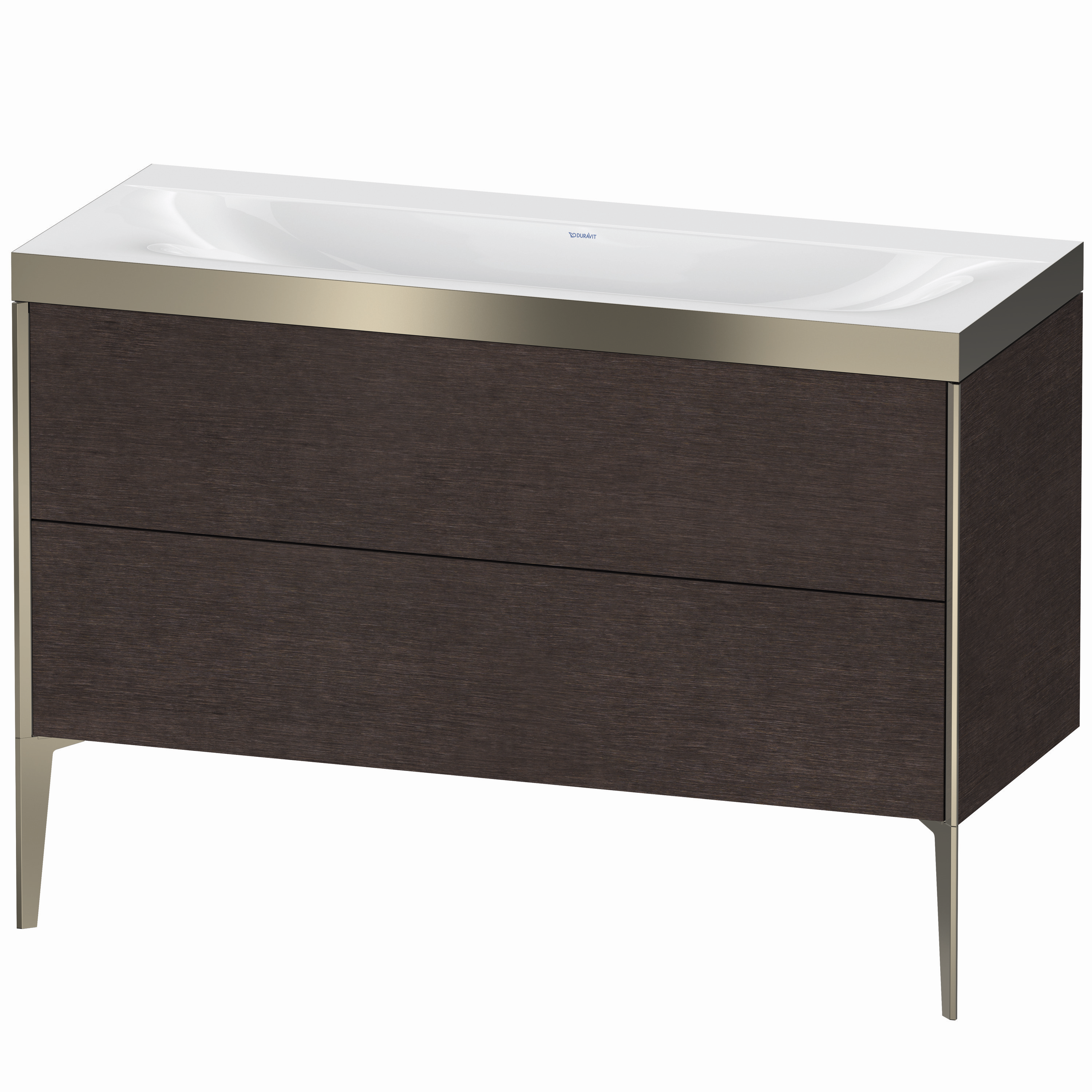 Duravit Waschtisch-Unterschrank c-bonded XViu 120x48cm, 2 Auszüge, ohne Hahnloch, champagner matt, Rahmen P, eiche dunkel gebürstet