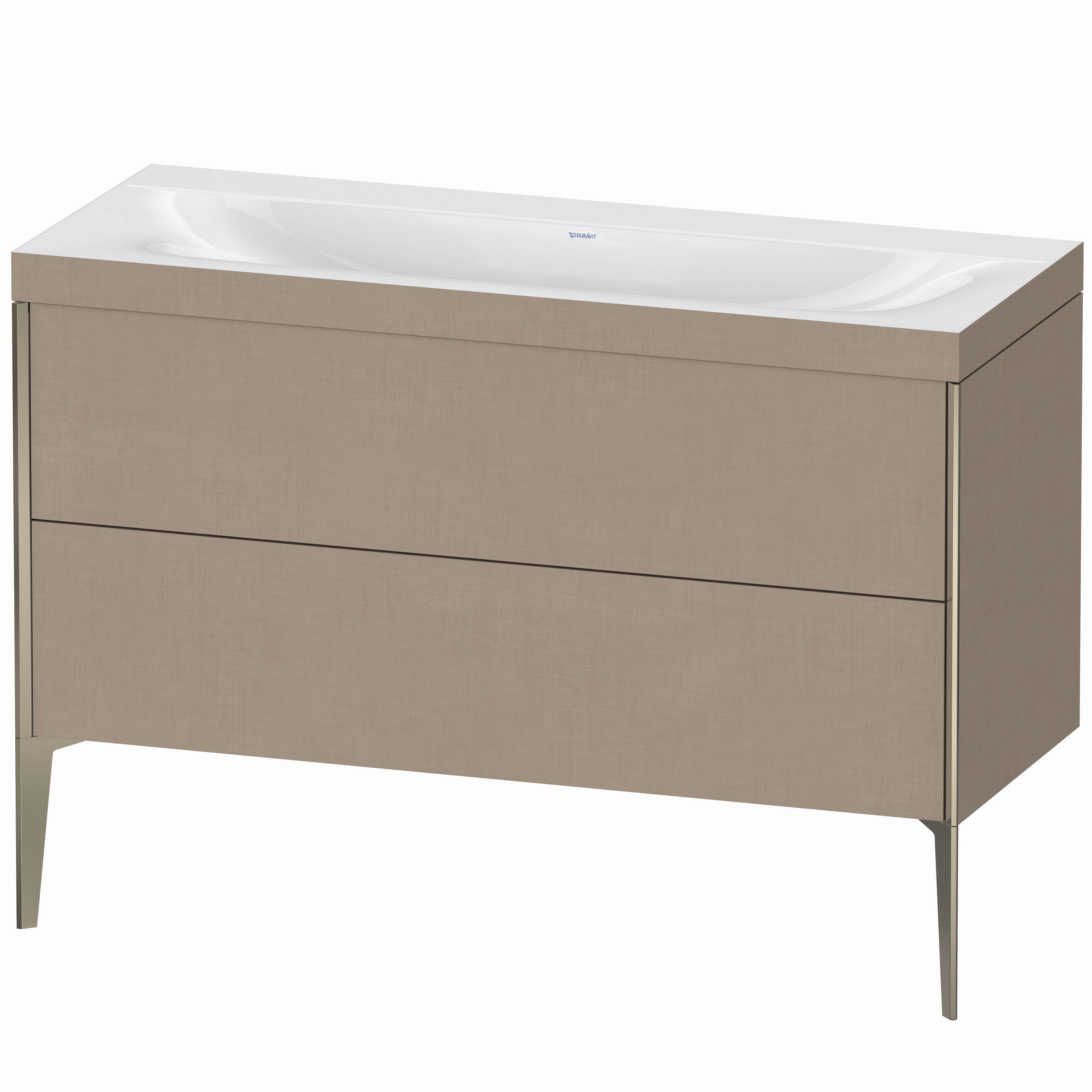 Duravit Waschtisch-Unterschrank c-bonded XViu 120x48cm, 2 Auszüge, ohne Hahnloch, champagner matt, Rahmen C, leinen