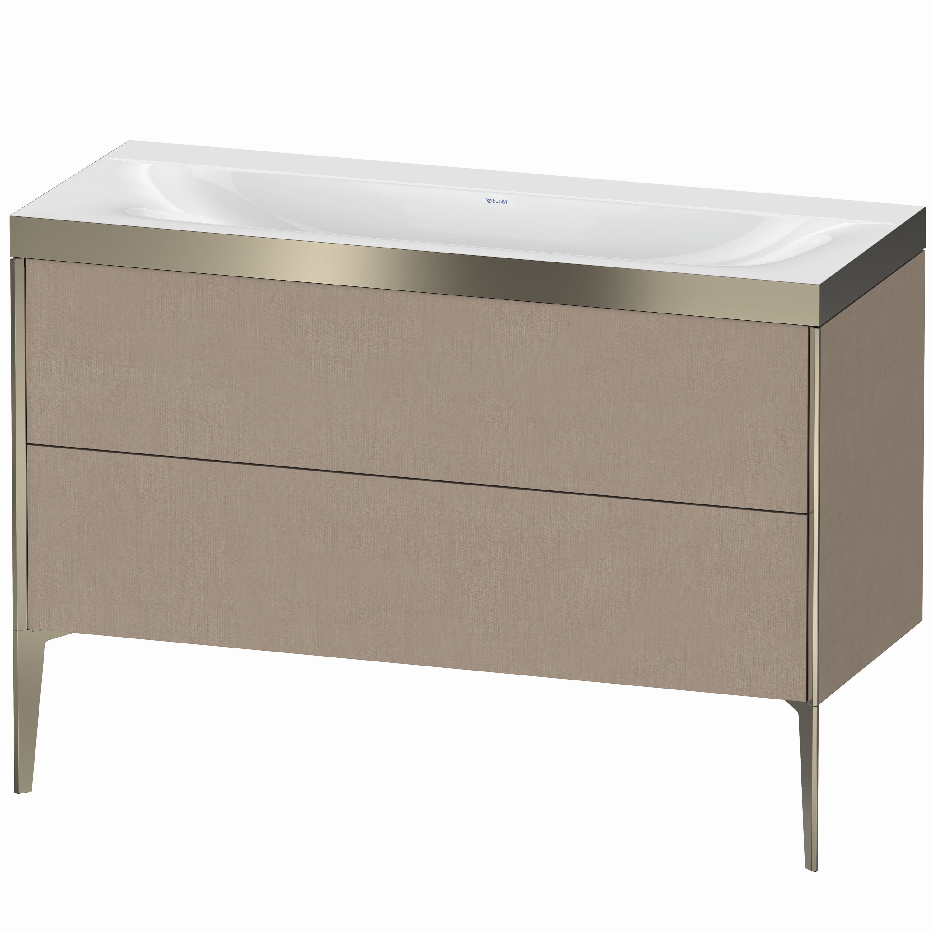 Duravit Waschtisch-Unterschrank c-bonded XViu 120x48cm, 2 Auszüge, ohne Hahnloch, champagner matt, Rahmen P, leinen