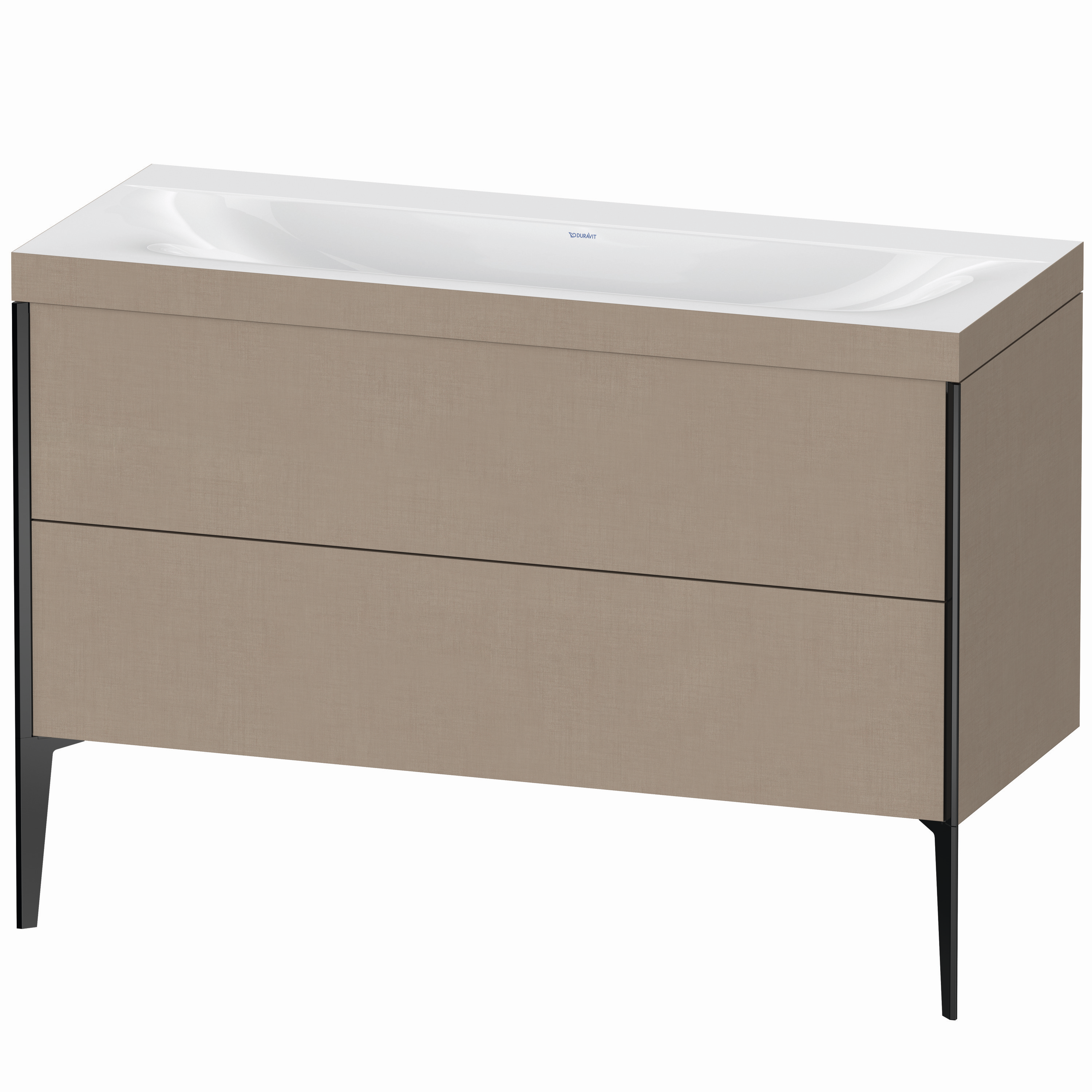 Duravit Waschtisch-Unterschrank c-bonded XViu 120x48cm, 2 Auszüge, ohne Hahnloch, schwarz matt, Rahmen C, leinen