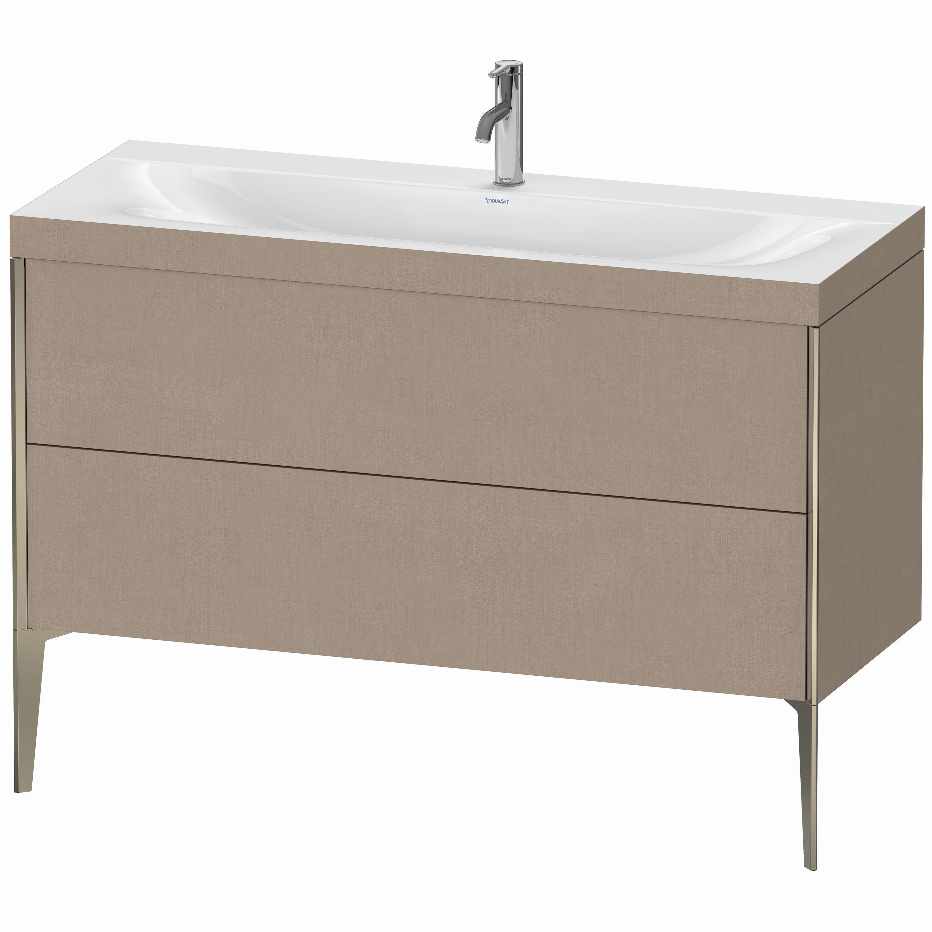 Duravit Waschtisch-Unterschrank c-bonded XViu 120x48cm, 2 Auszüge, 1 Hahnloch, champagner matt, Rahmen C, leinen