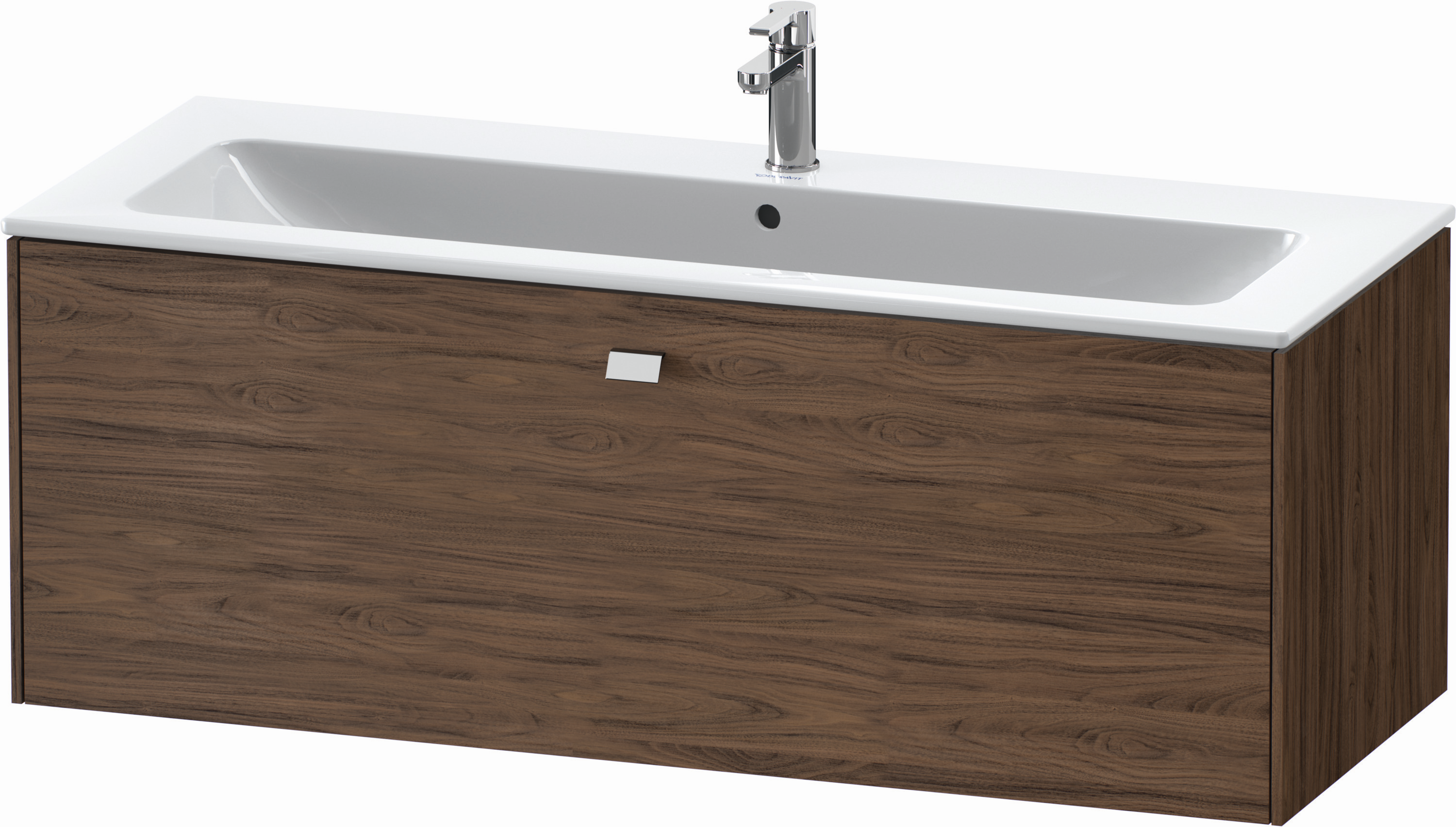 Duravit Waschtisch-Unterschrank Brioso 122 x 47,9 cm, chrom/Nussbaum dunkel, 1 Auszug, wandhängend