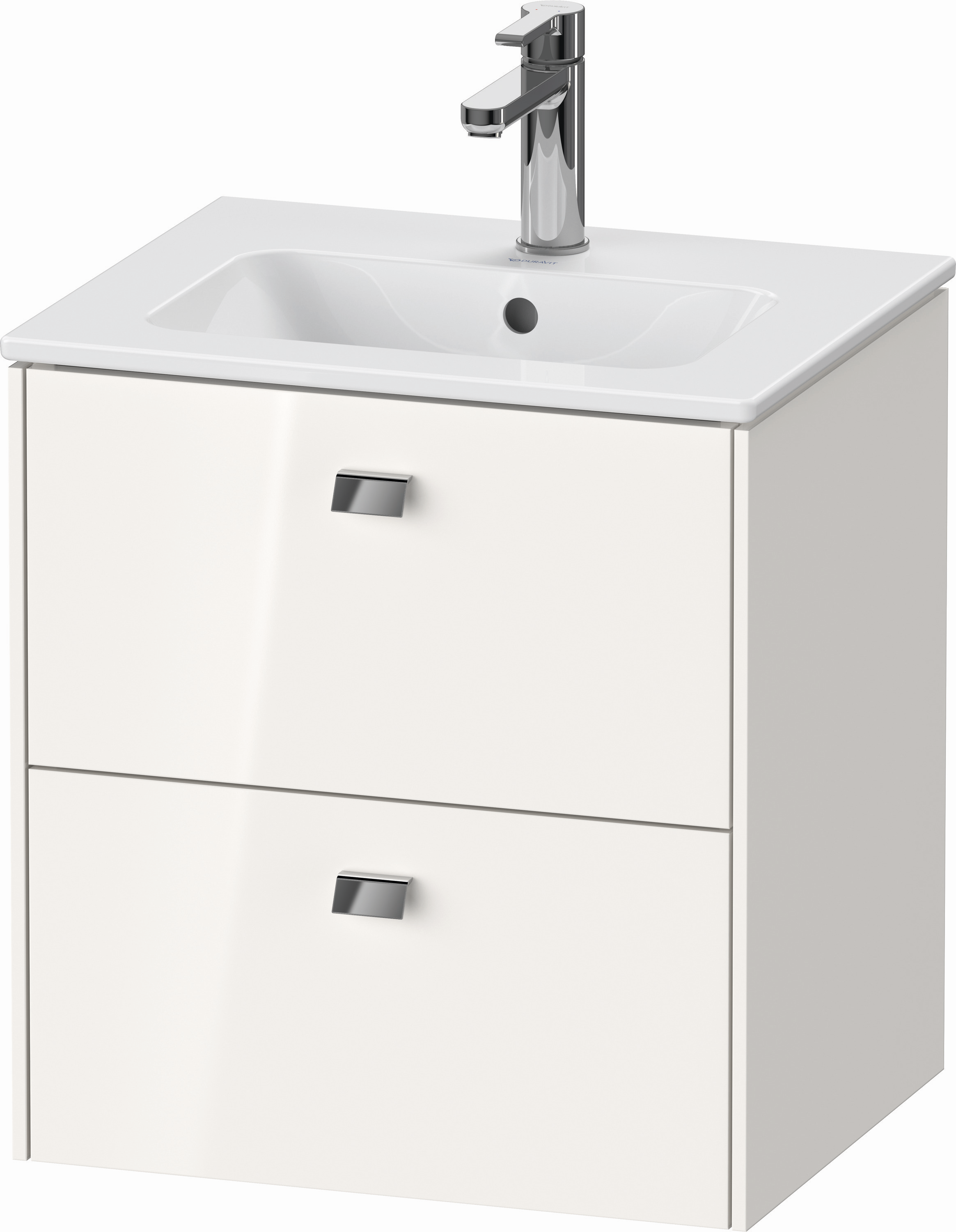 Duravit Waschtisch-Unterschrank Brioso Compact 52x41,9x55,3cm, 2 Schubkästen, wandhängend, chrom/weiß Hochglanz