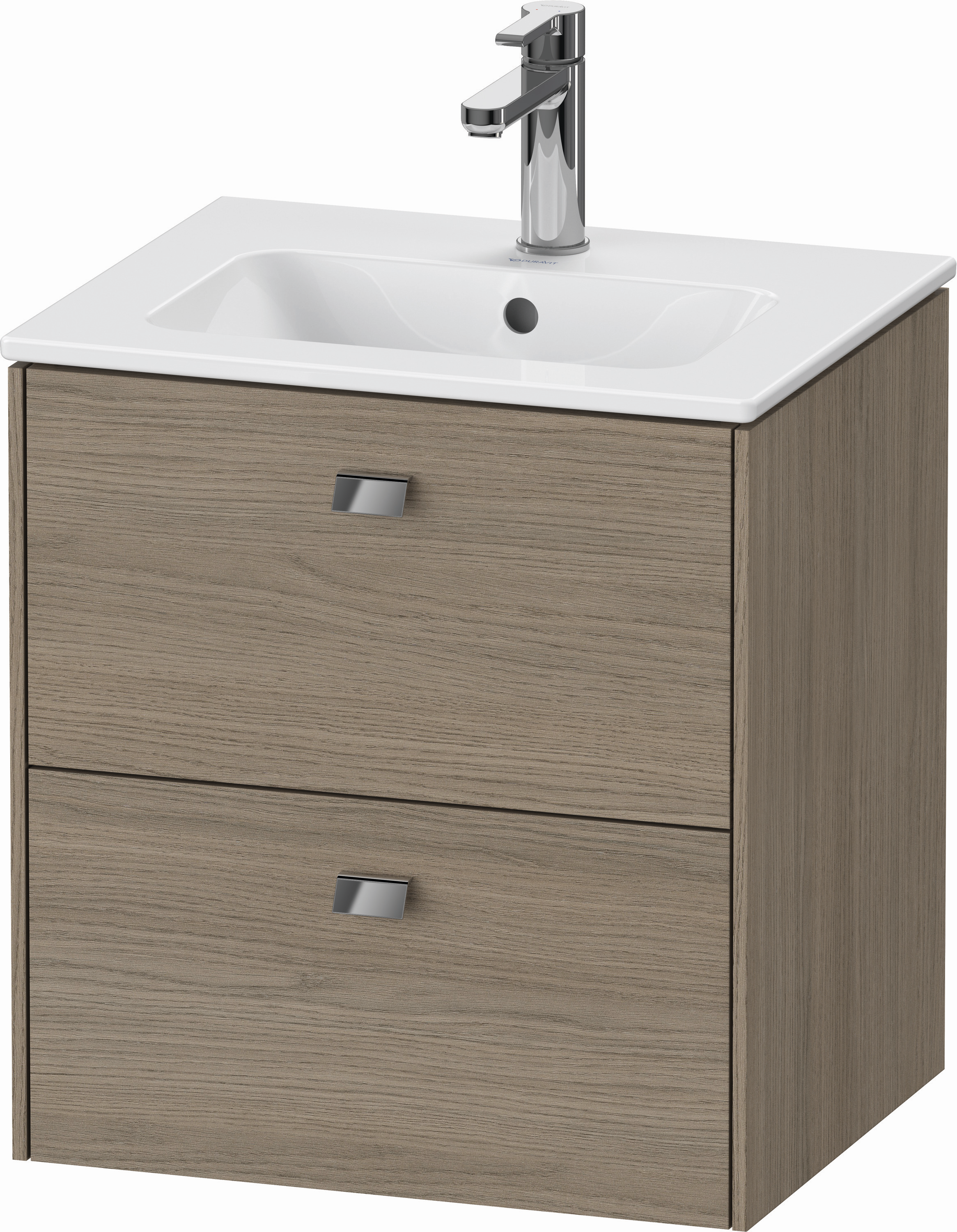 Duravit Waschtisch-Unterschrank Brioso Compact 52x41,9x55,3cm, 2 Schubkästen, wandhängend, chrom/Eiche terra